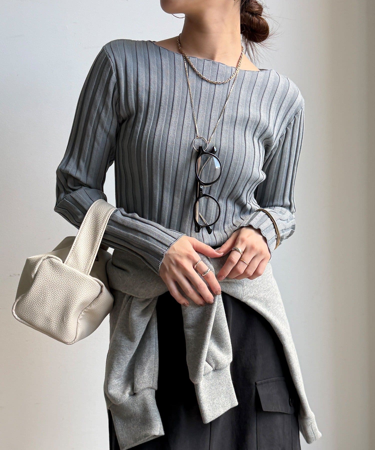 DOUDOU(ドゥドゥ) 【WEB限定】ワイドリブボートネックプルオーバー