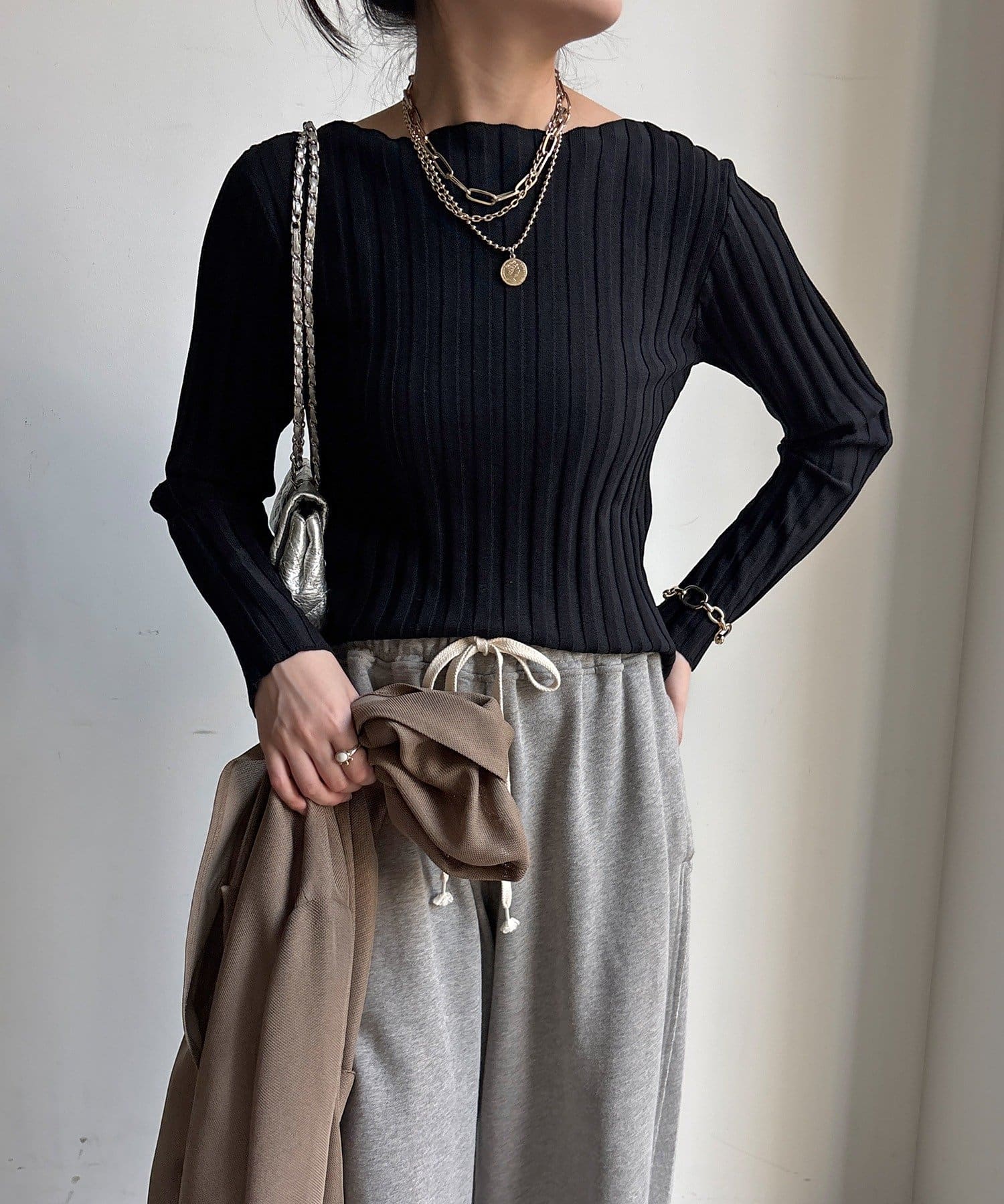 DOUDOU(ドゥドゥ) 【WEB限定】ワイドリブボートネックプルオーバー