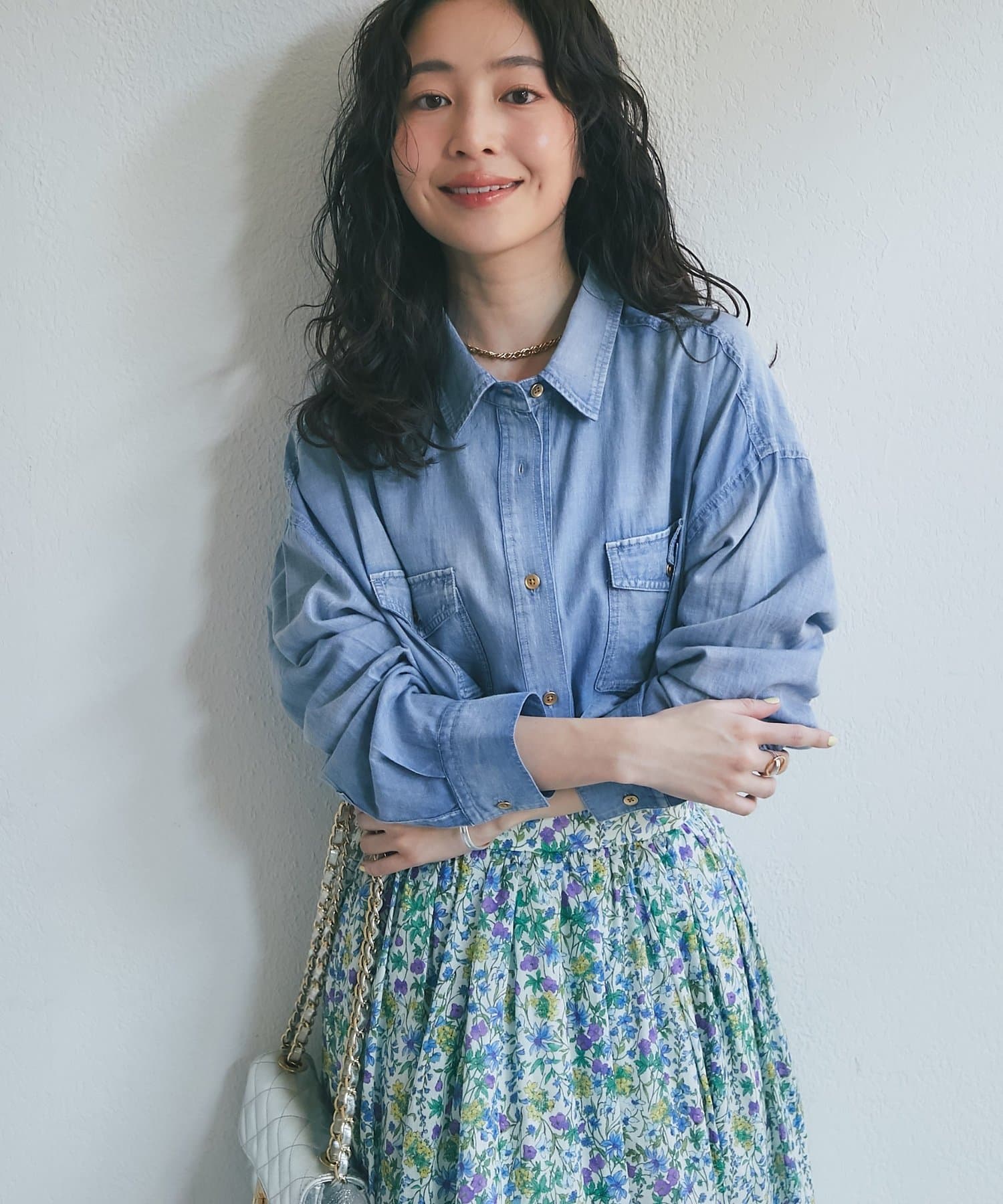 La boutique BonBon(ラブティックボンボン) 【RISA監修】シアーデニム3WAYシャツ