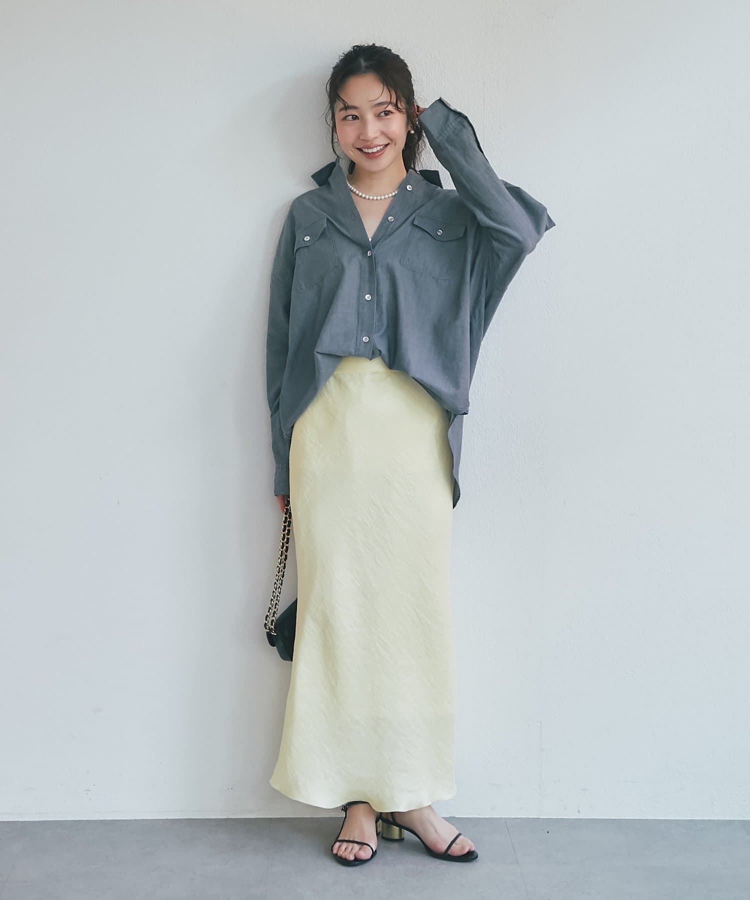 La boutique BonBon(ラブティックボンボン) 【RISA監修】シアーデニム3WAYシャツ