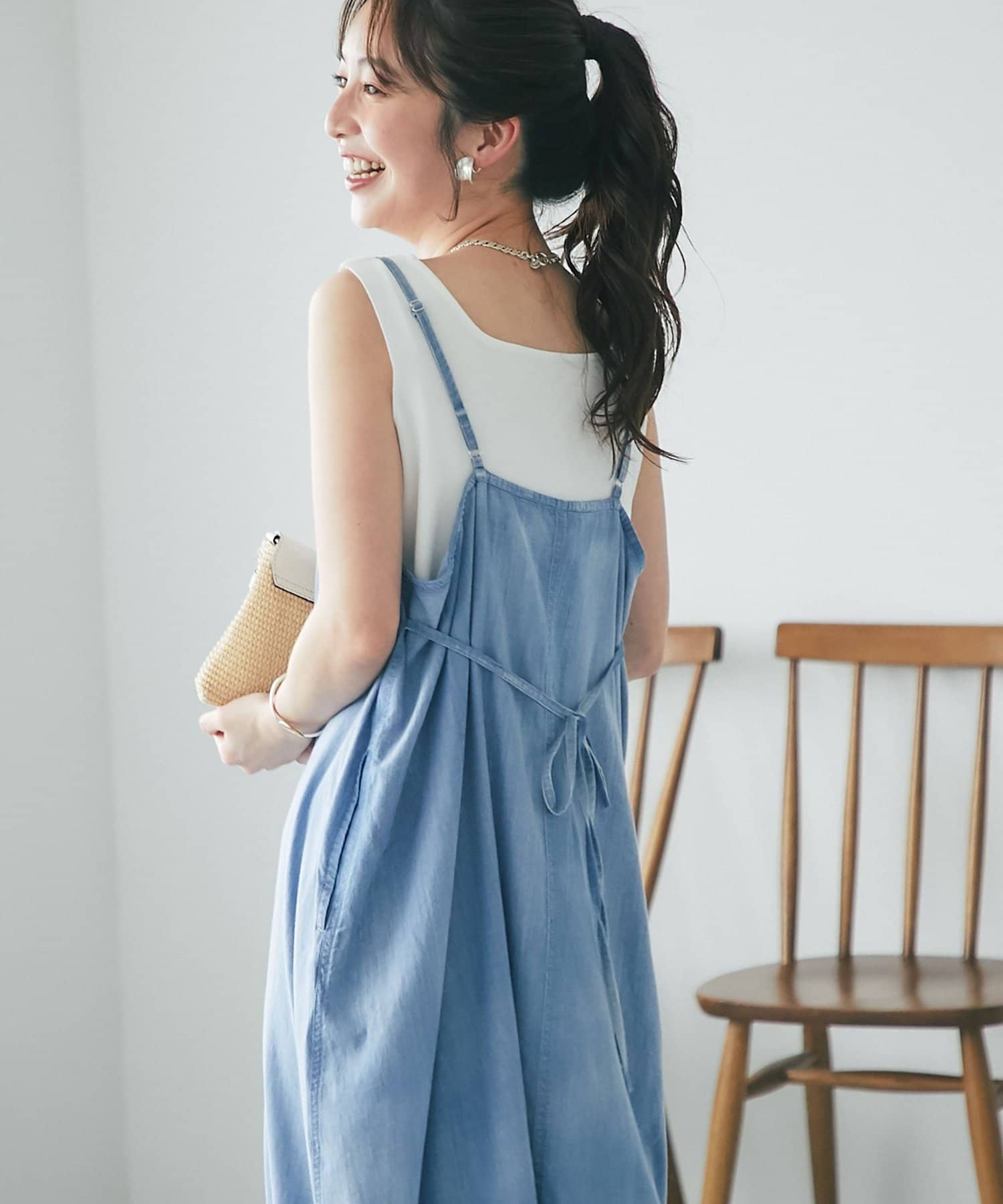 La boutique BonBon(ラブティックボンボン) シアーデニムキャミワンピース