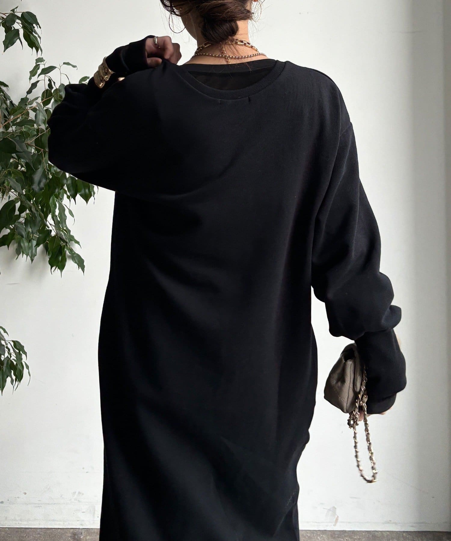 DOUDOU(ドゥドゥ) 裏毛裏起毛ヘンリーネックワンピース