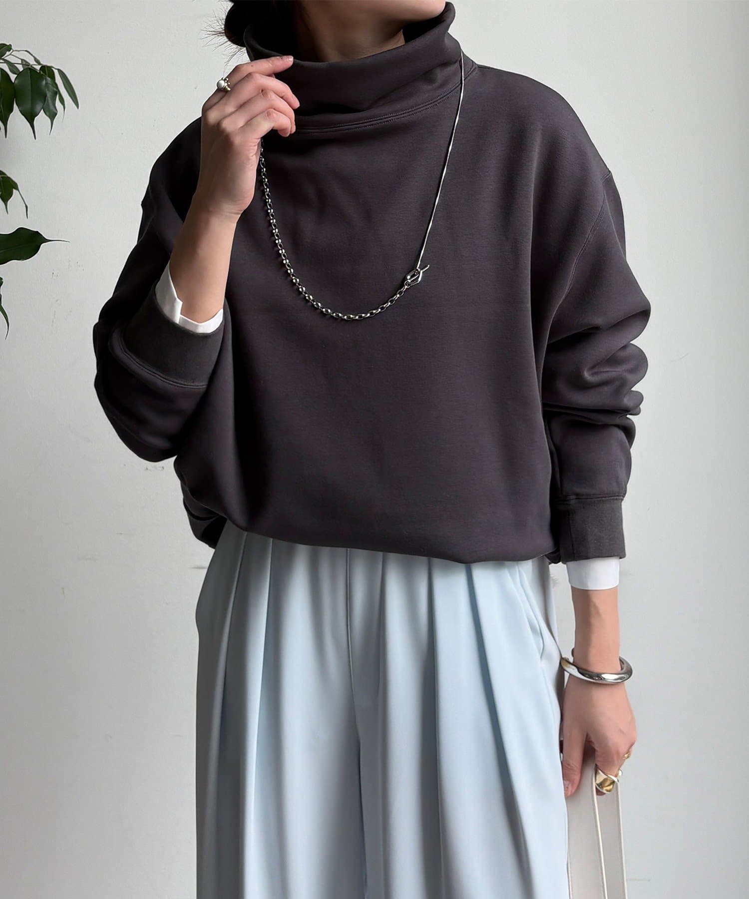 DOUDOU(ドゥドゥ) 裏起毛ハイネックプルオーバー