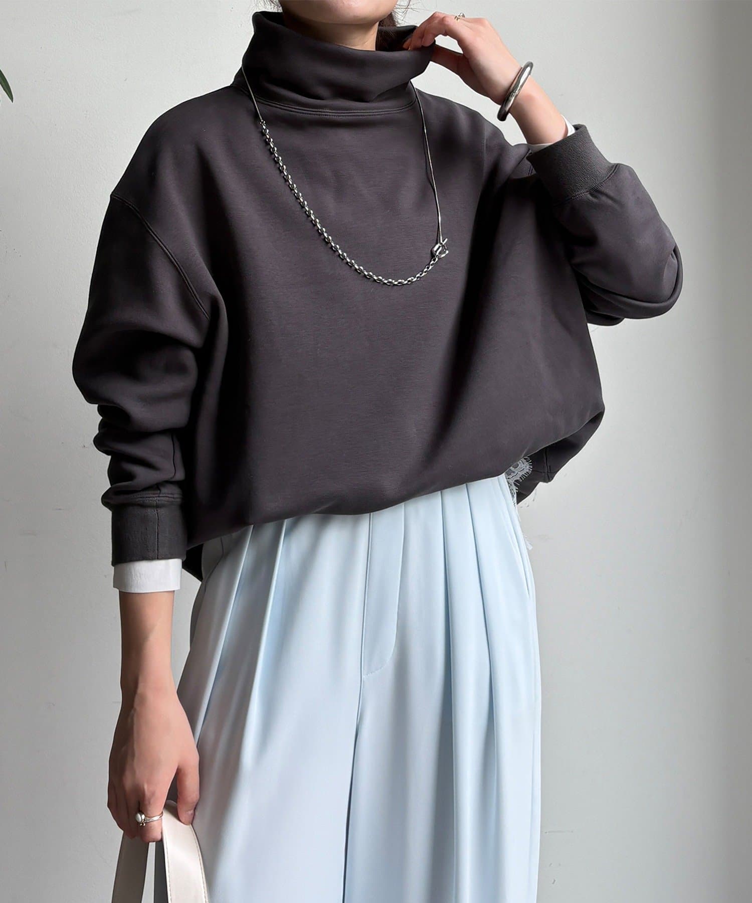 DOUDOU(ドゥドゥ) 裏起毛ハイネックプルオーバー