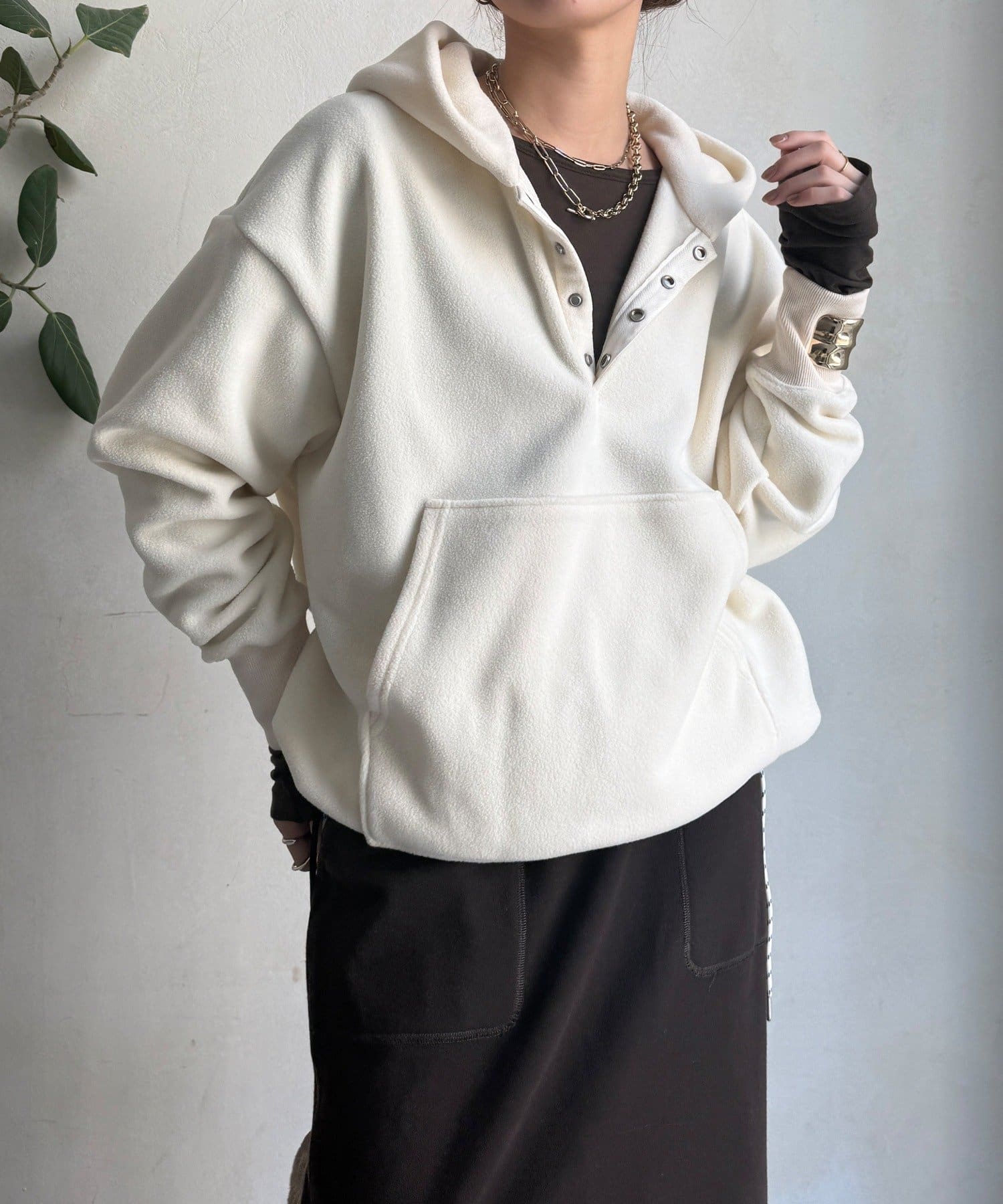 DOUDOU(ドゥドゥ) フリーススナッププルオーバー