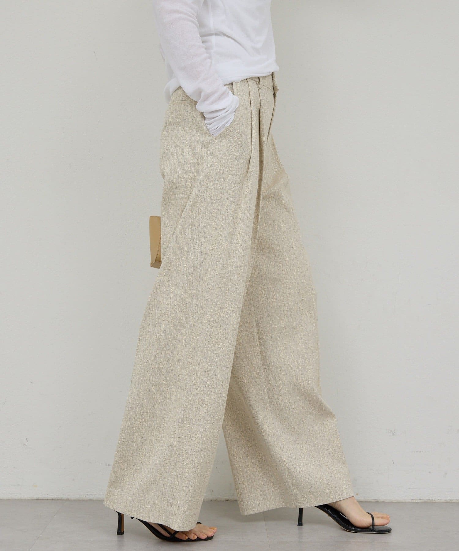 GALLARDAGALANTE(ガリャルダガランテ) 【シーンレスに活躍！】【セットアップ対応】ダブルタックツイードパンツ