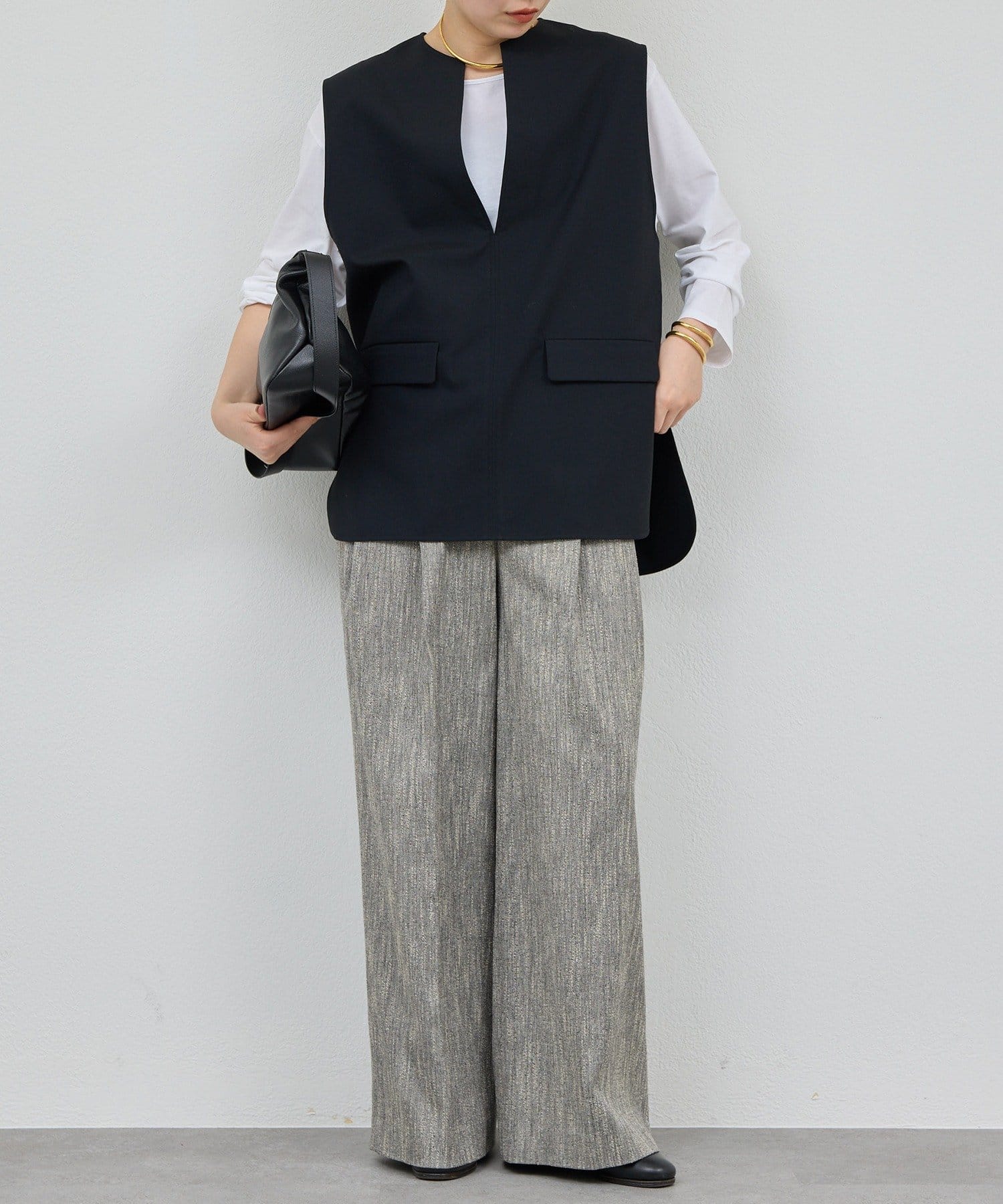 GALLARDAGALANTE(ガリャルダガランテ) 【シーンレスに活躍！】【セットアップ対応】ダブルタックツイードパンツ