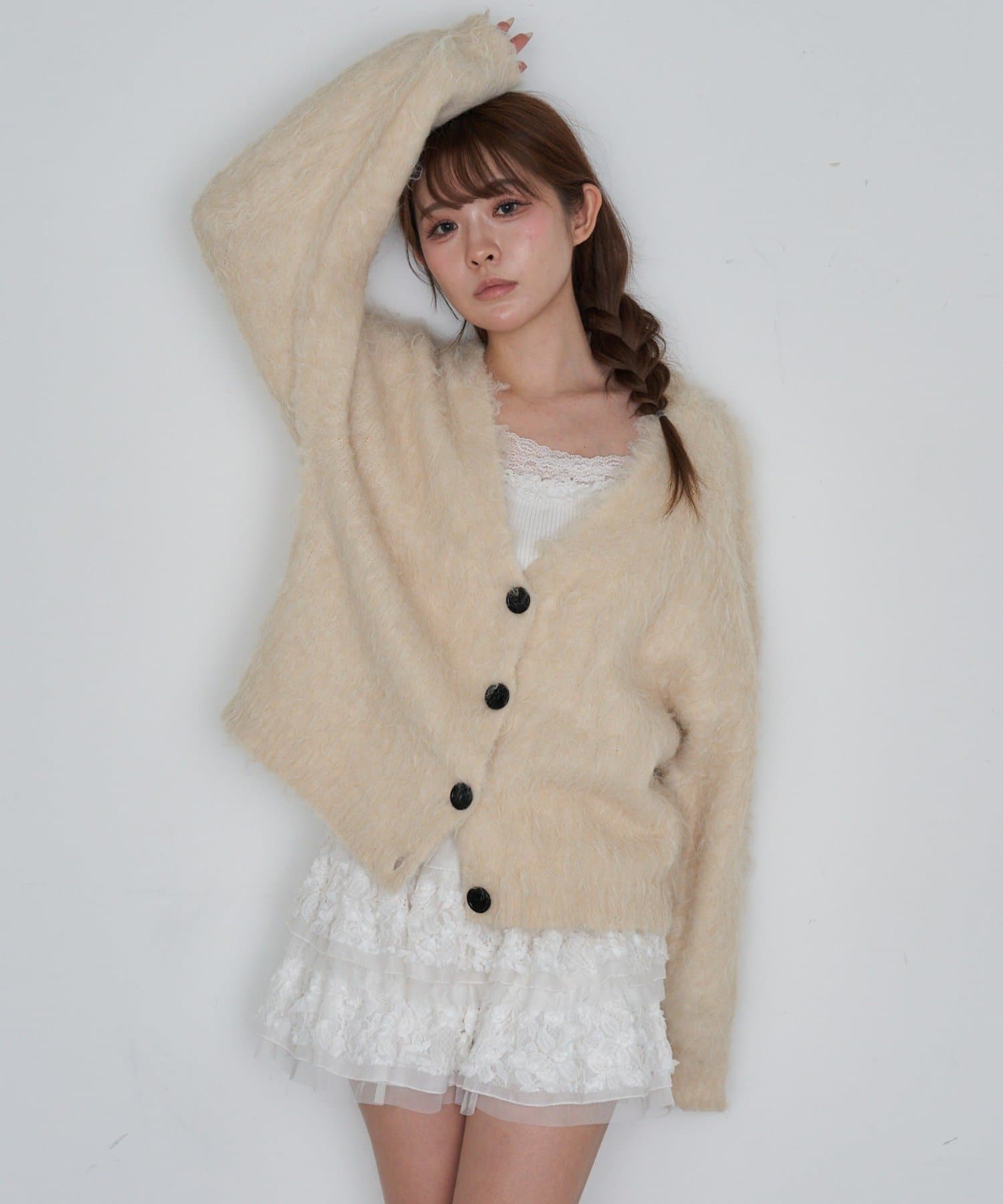 OUTLET(アウトレット) 【RAY CASSIN】シャギーVルーズカーディガン