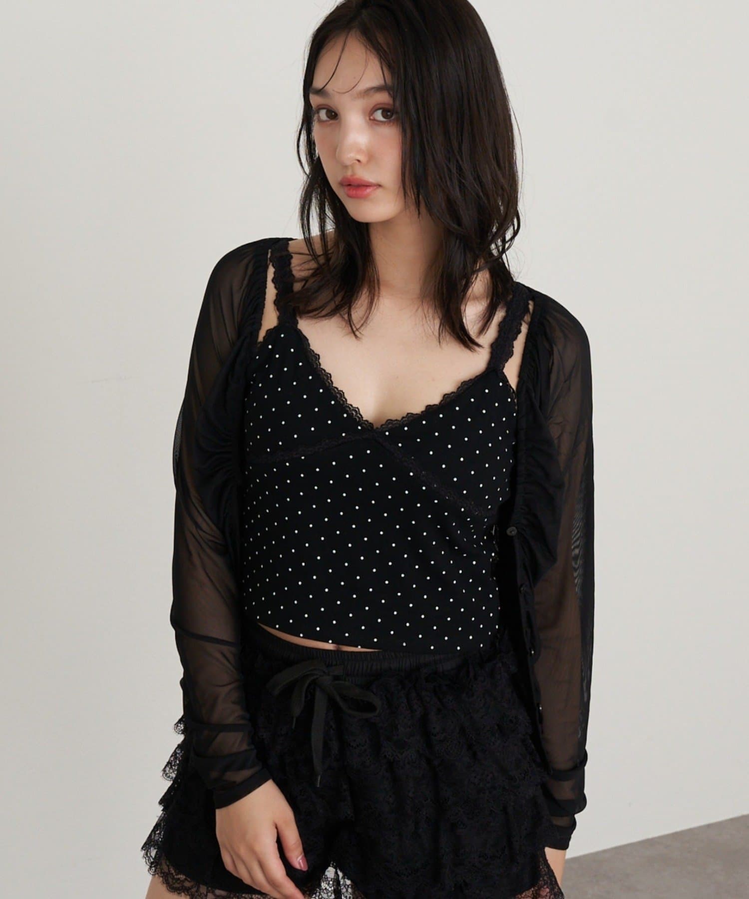 OUTLET(アウトレット) 【RAY CASSIN】シアーカーデランジェリーキャミセット