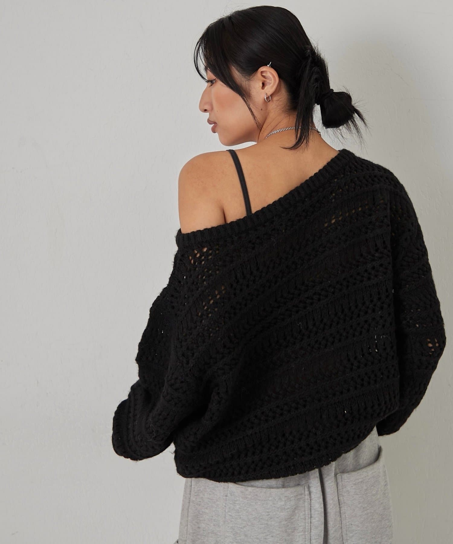 OUTLET(アウトレット) 【WHO'S WHO gallery】メッシュボーダーオフショル2wayニット