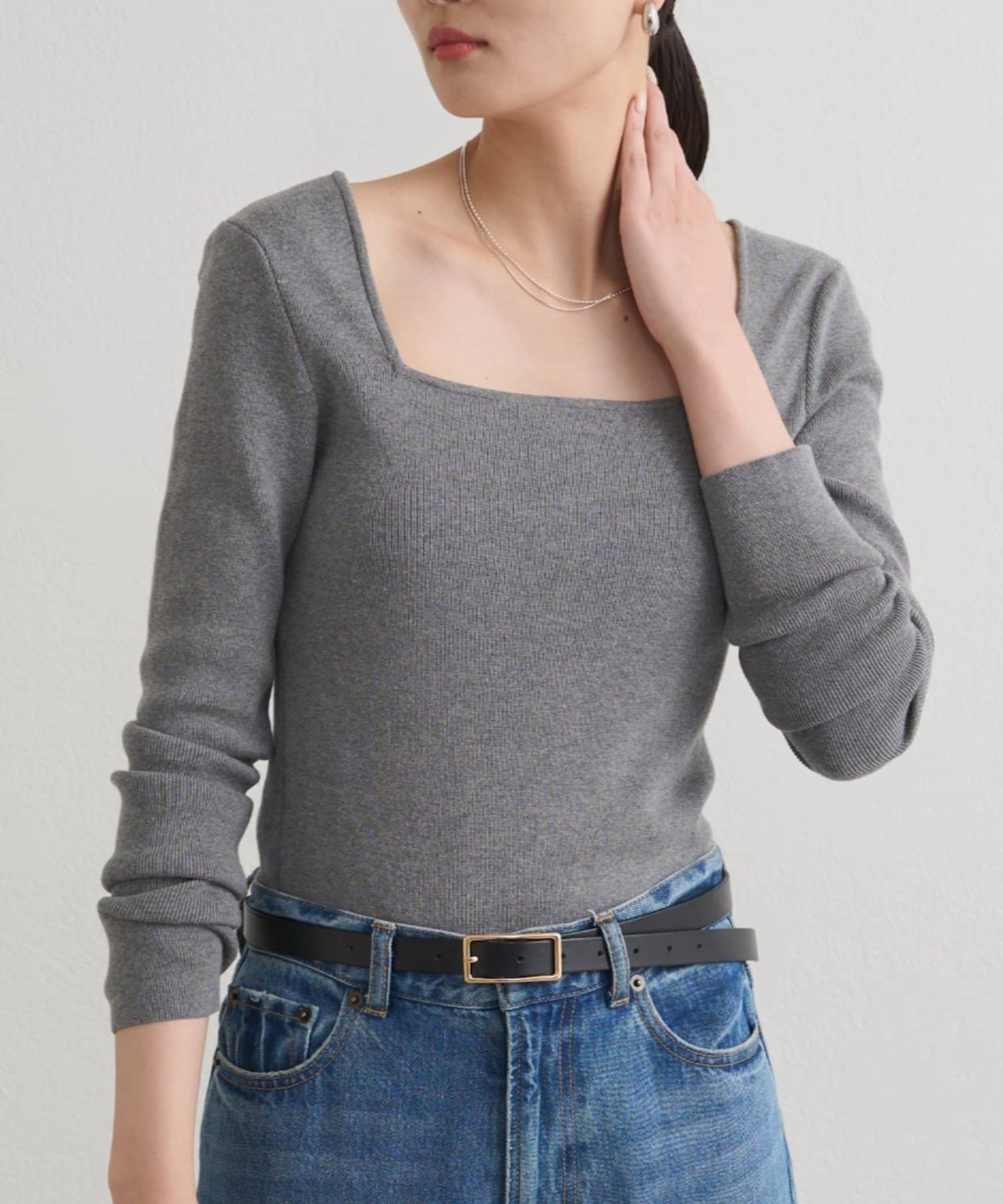 OUTLET(アウトレット) 【earthy_】スクエアネックニット