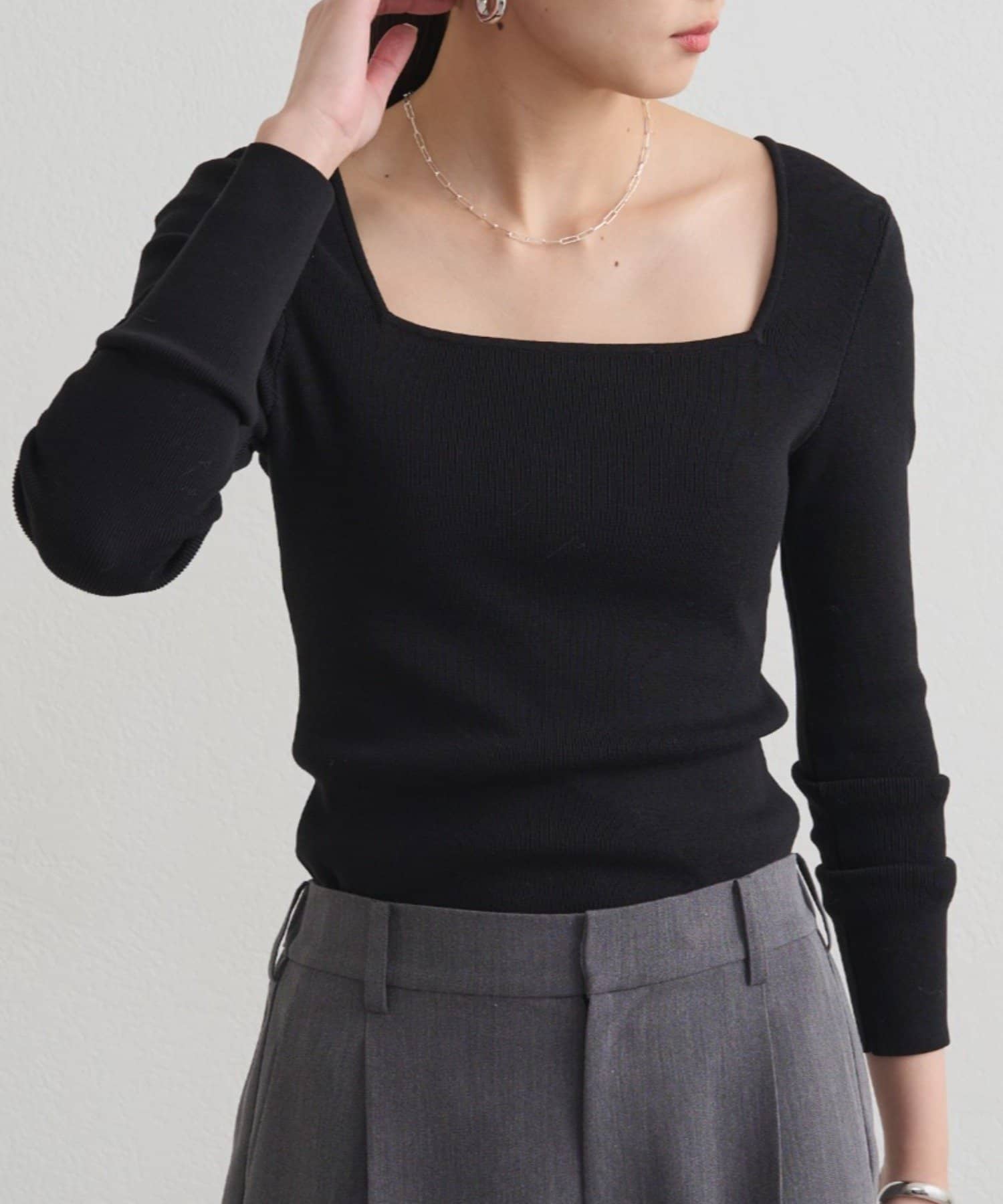 OUTLET(アウトレット) 【earthy_】スクエアネックニット