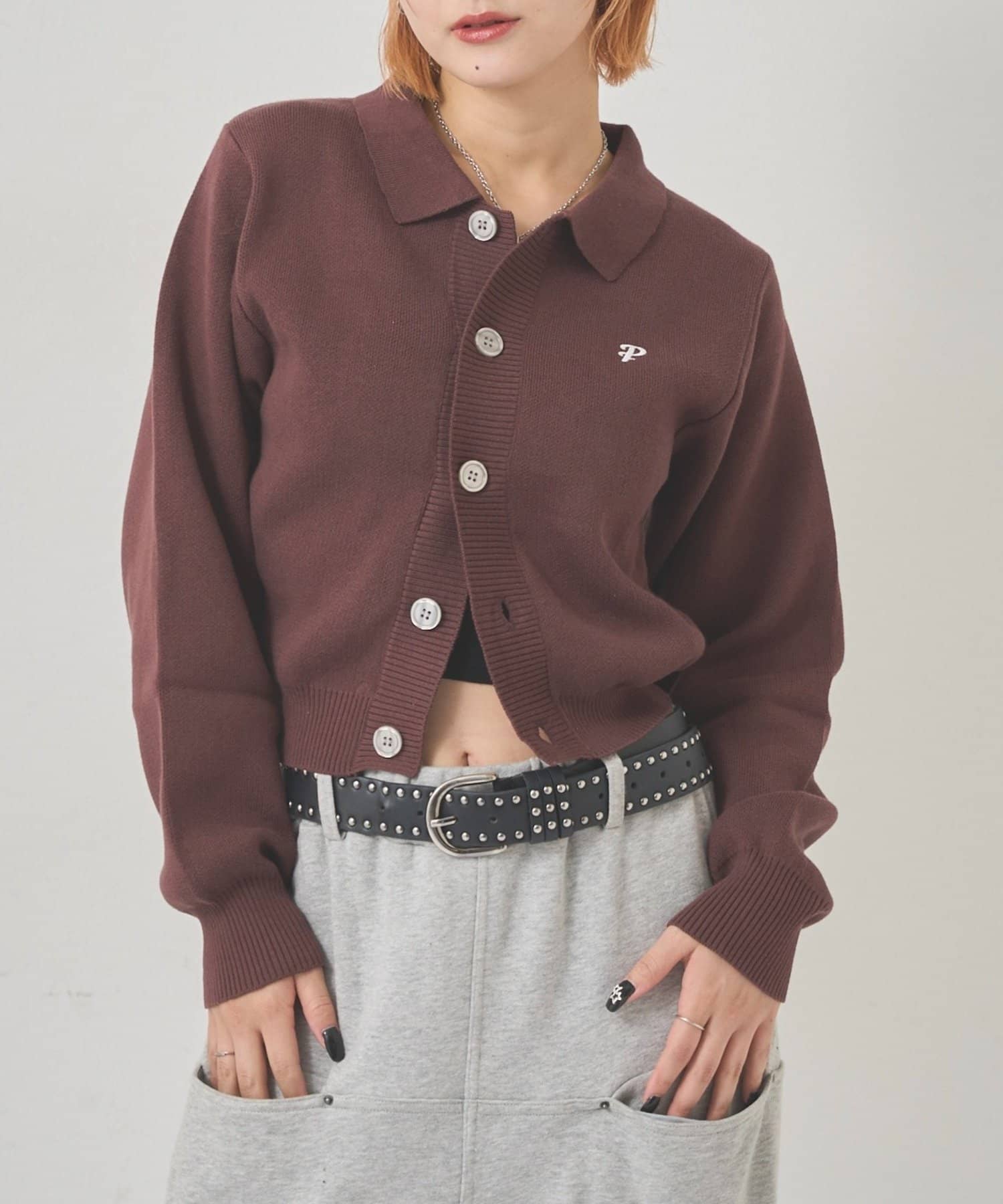 OUTLET(アウトレット) 【WHO'S WHO gallery】襟付きニットカーデ