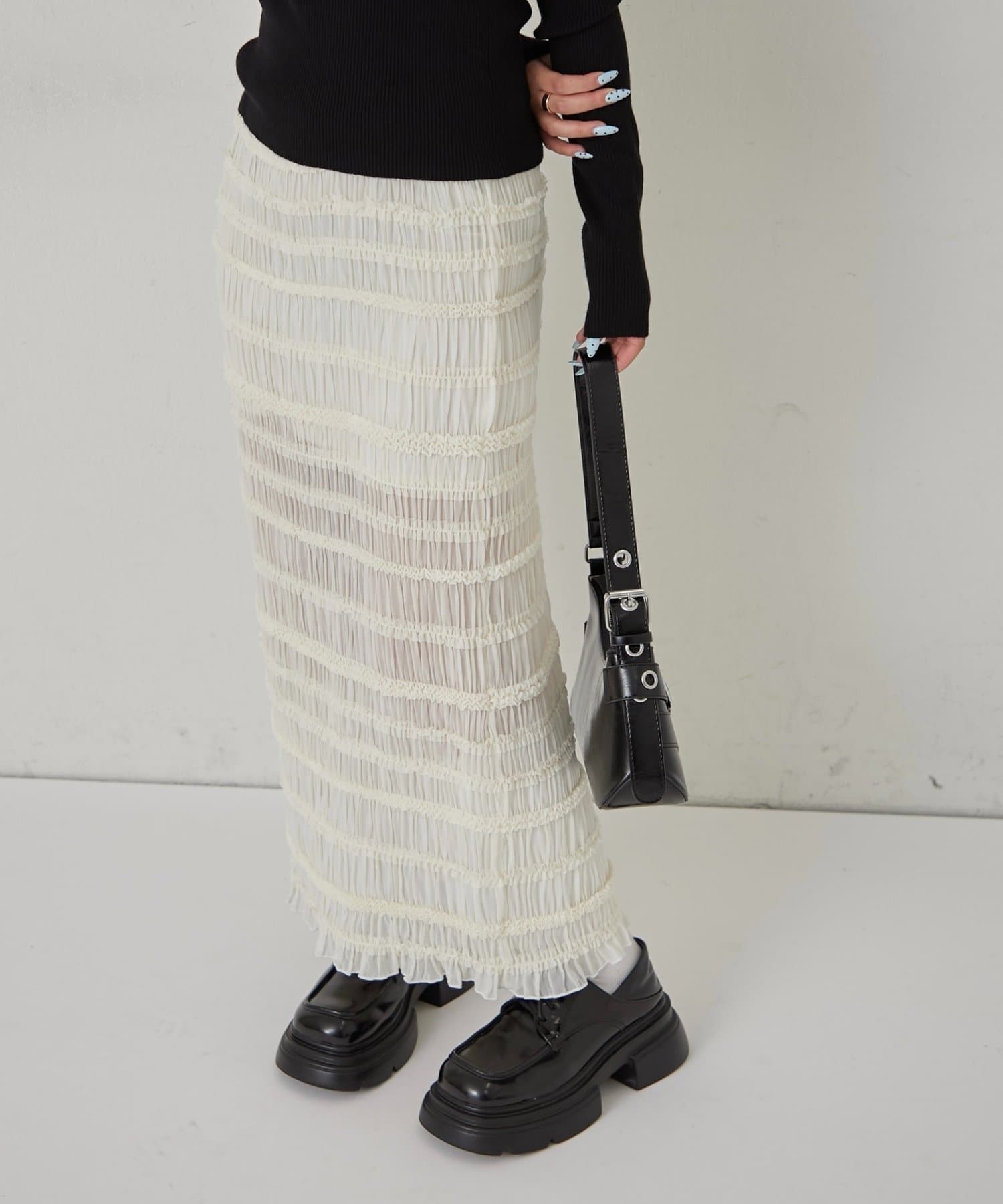 OUTLET(アウトレット) 【WHO'S WHO gallery】スタンドフリルナロースカート