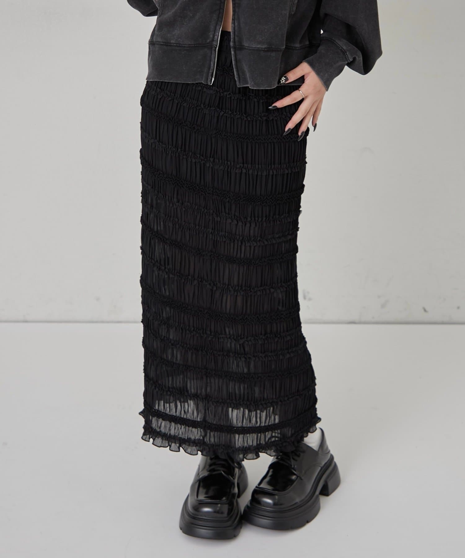 OUTLET(アウトレット) 【WHO'S WHO gallery】スタンドフリルナロースカート