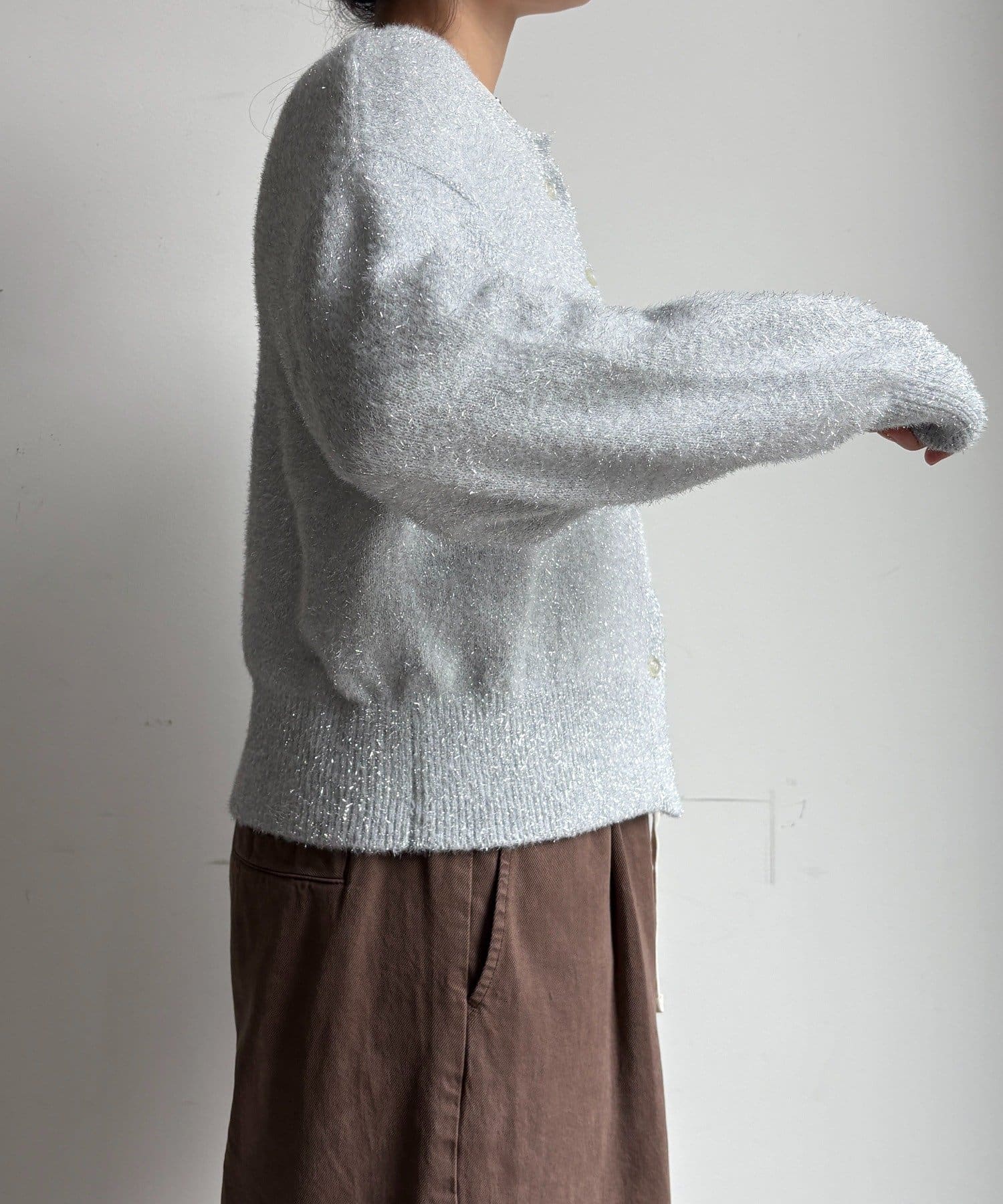 OUTLET(アウトレット) 【DouDou】ラメ前後2WAYカーディガン