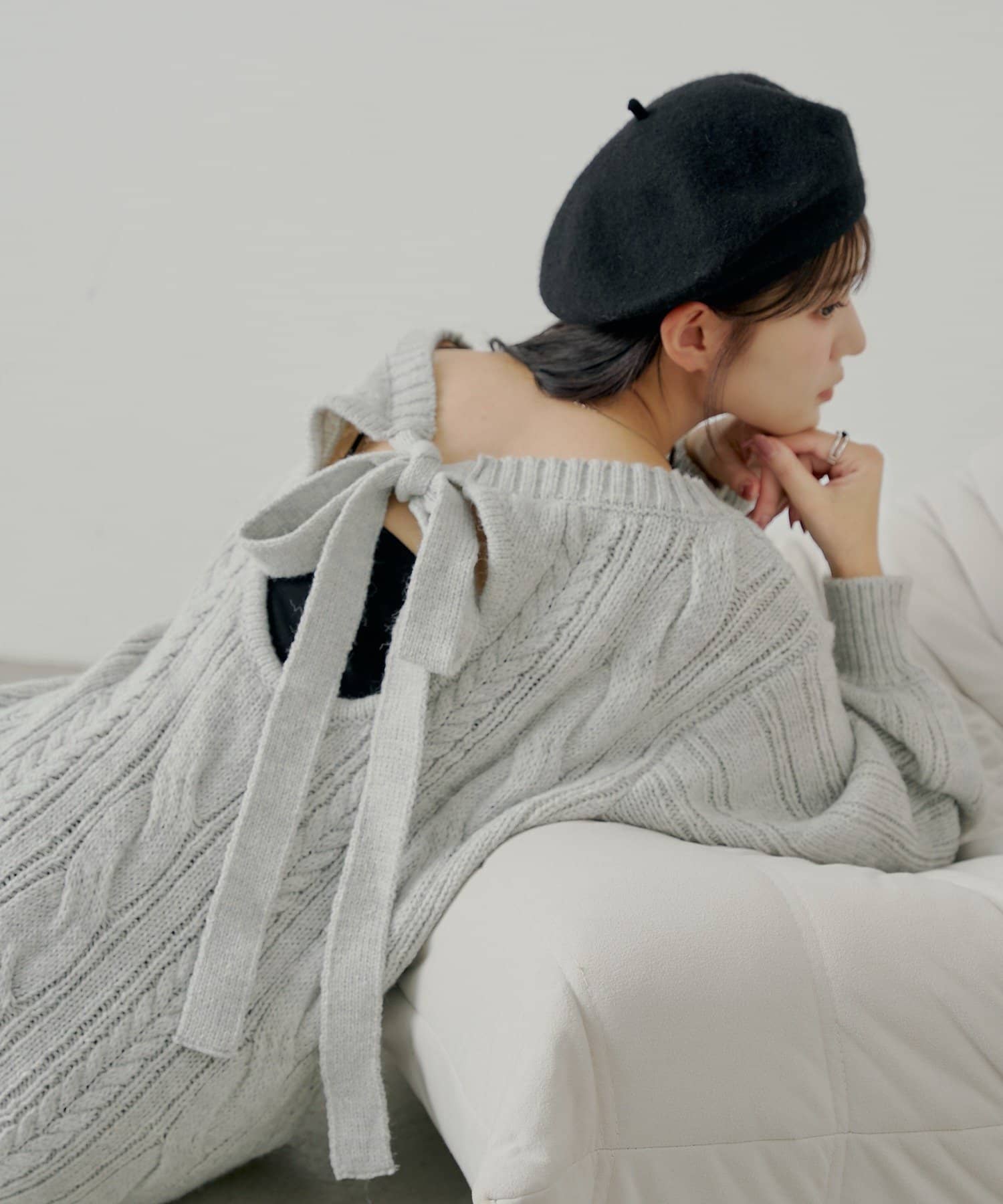 OUTLET(アウトレット) 【Chico】バックオープンケーブルルーズワンピース