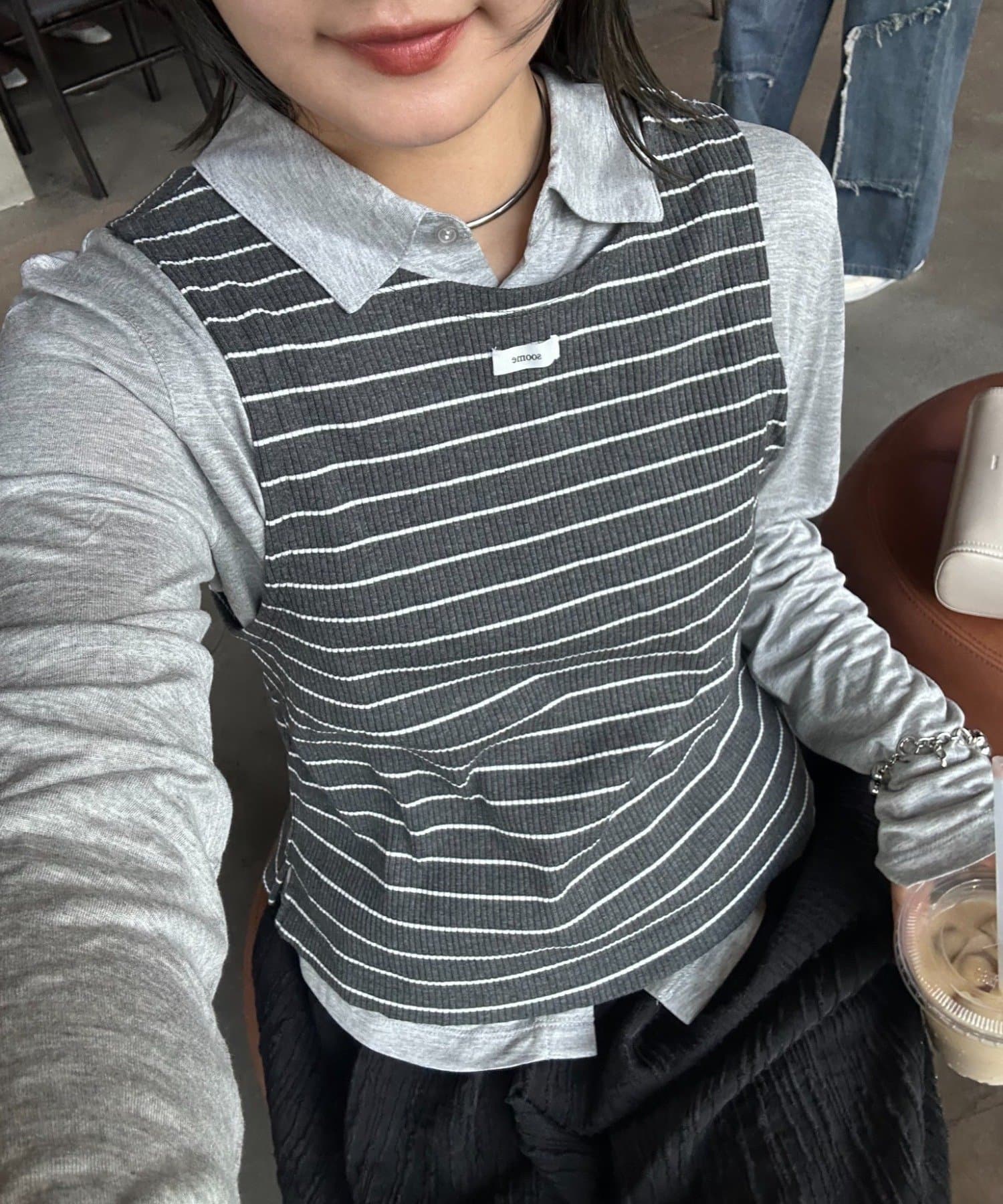 OUTLET(アウトレット) 【CIAOPANIC TYPY】ボーダータンクレイヤード襟付きシアーカットシャツ