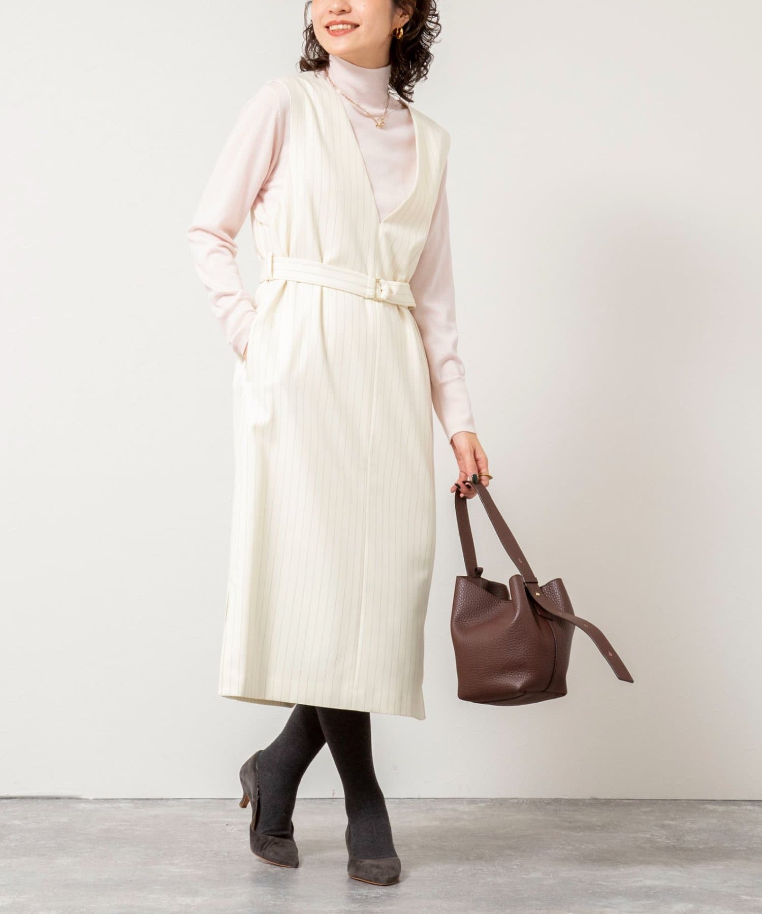 NOLLEY'S(ノーリーズ) ベルト付きジャンスカ