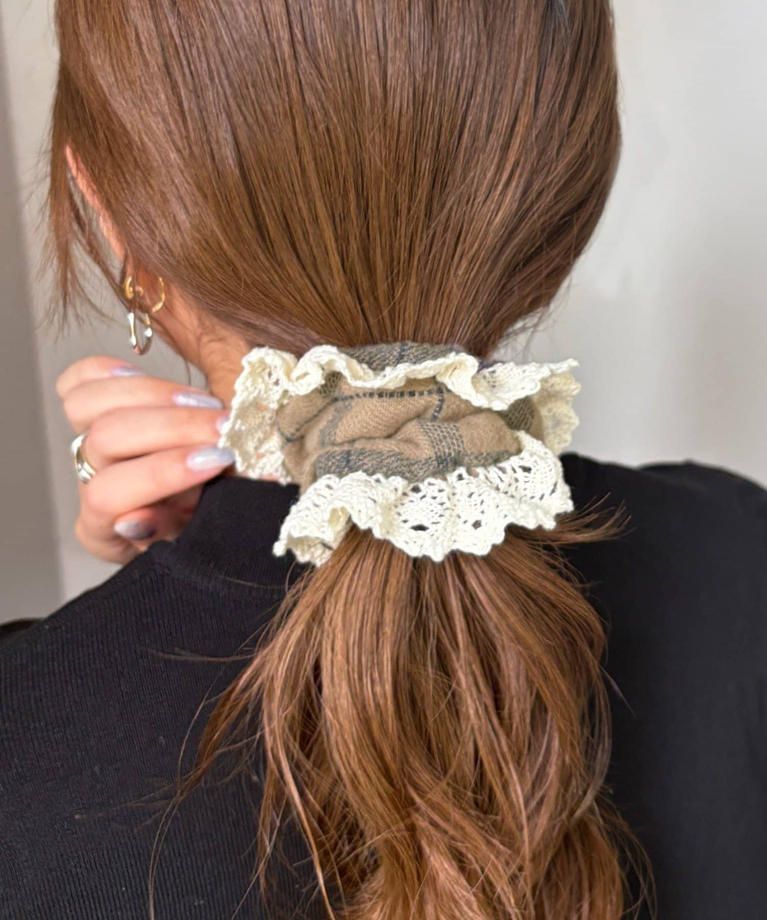 Lattice(ラティス) レースチェックシュシュ