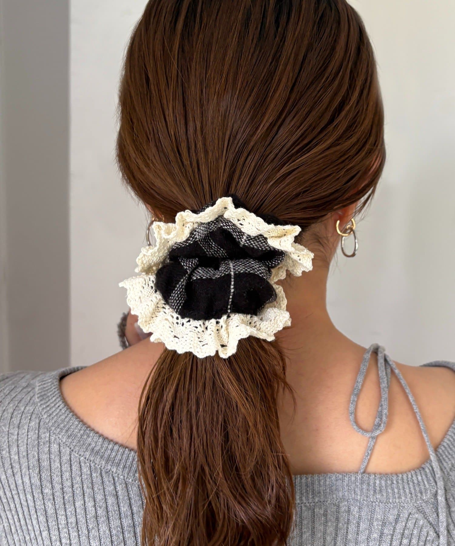 Lattice(ラティス) レースチェックシュシュ