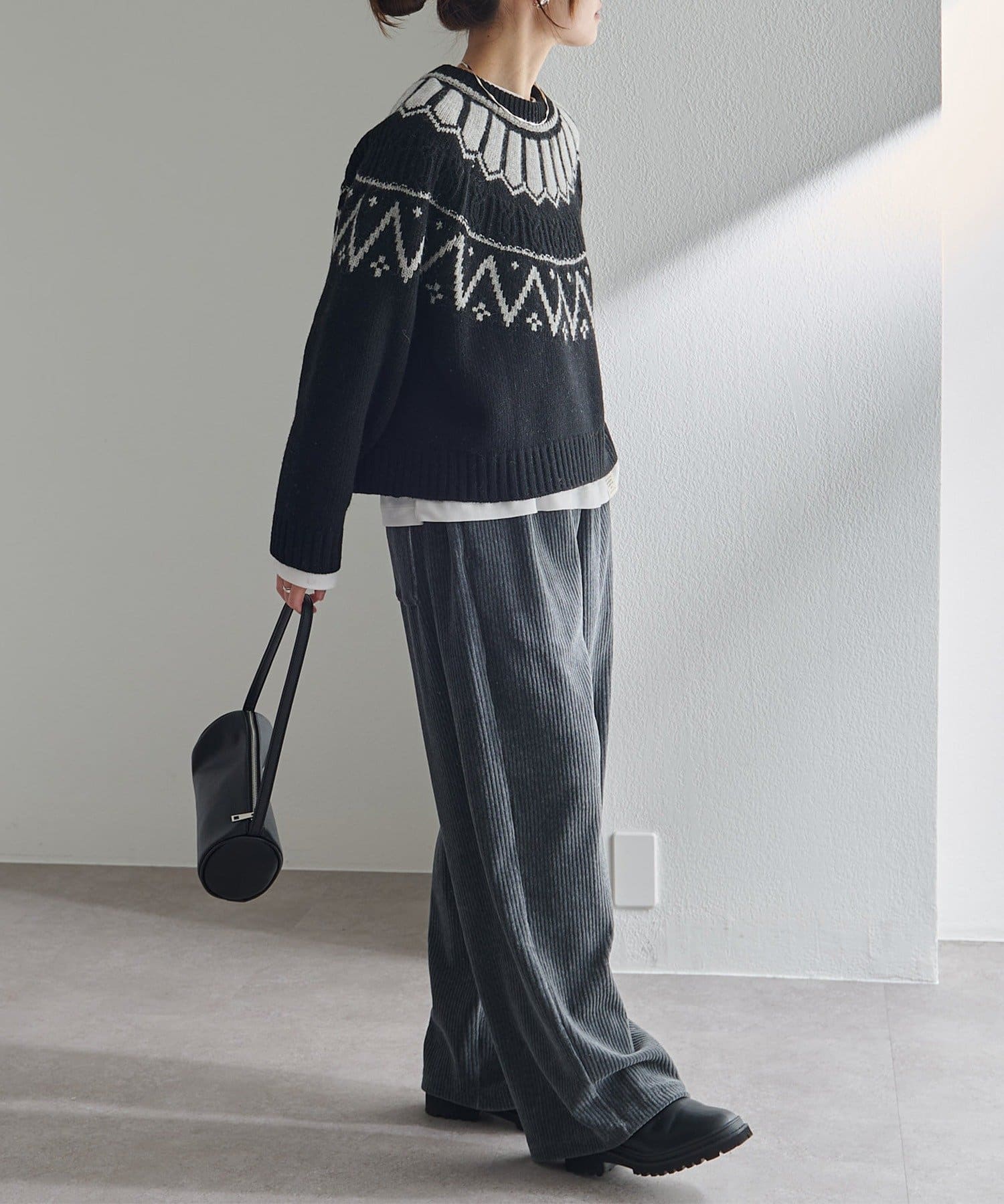 PUAL CE CIN(ピュアルセシン) シェットランドウール求心ニットプルオーバー