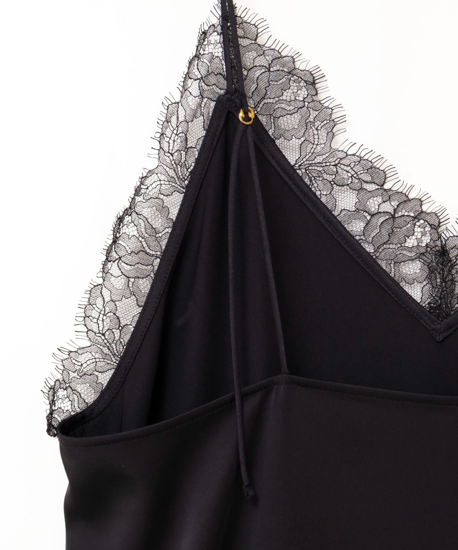 NOLLEY'S(ノーリーズ) ウォッシャブルトリミングレースサテンキャミワンピース