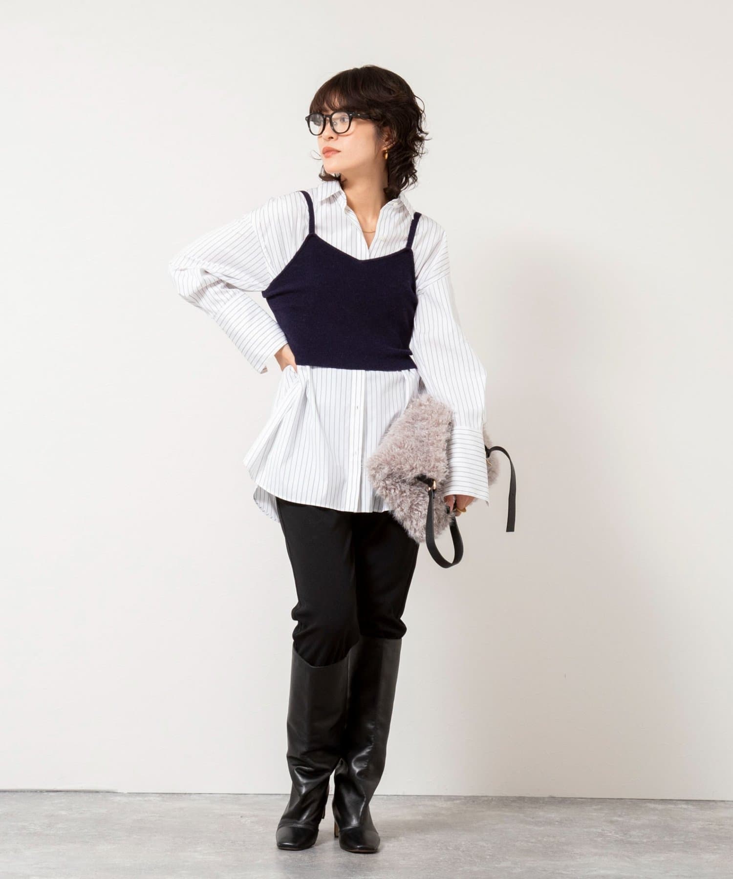 NOLLEY'S(ノーリーズ) 《手洗い可能》モヘヤ混片畦ビスチェ