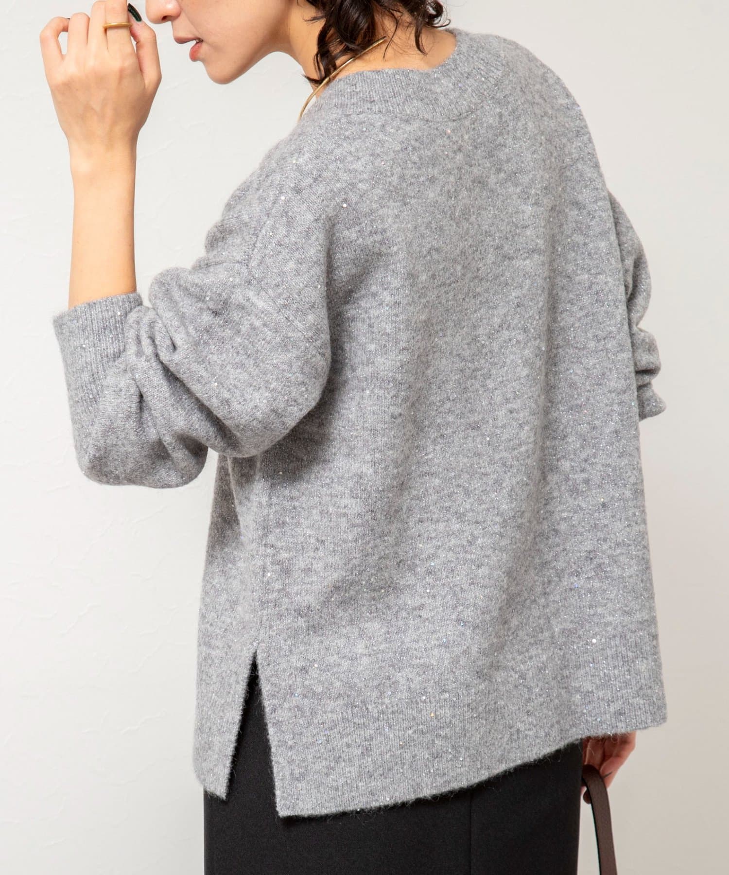 NOLLEY'S(ノーリーズ) 《手洗い可能》モヘヤスパンコールVネックプルオーバー