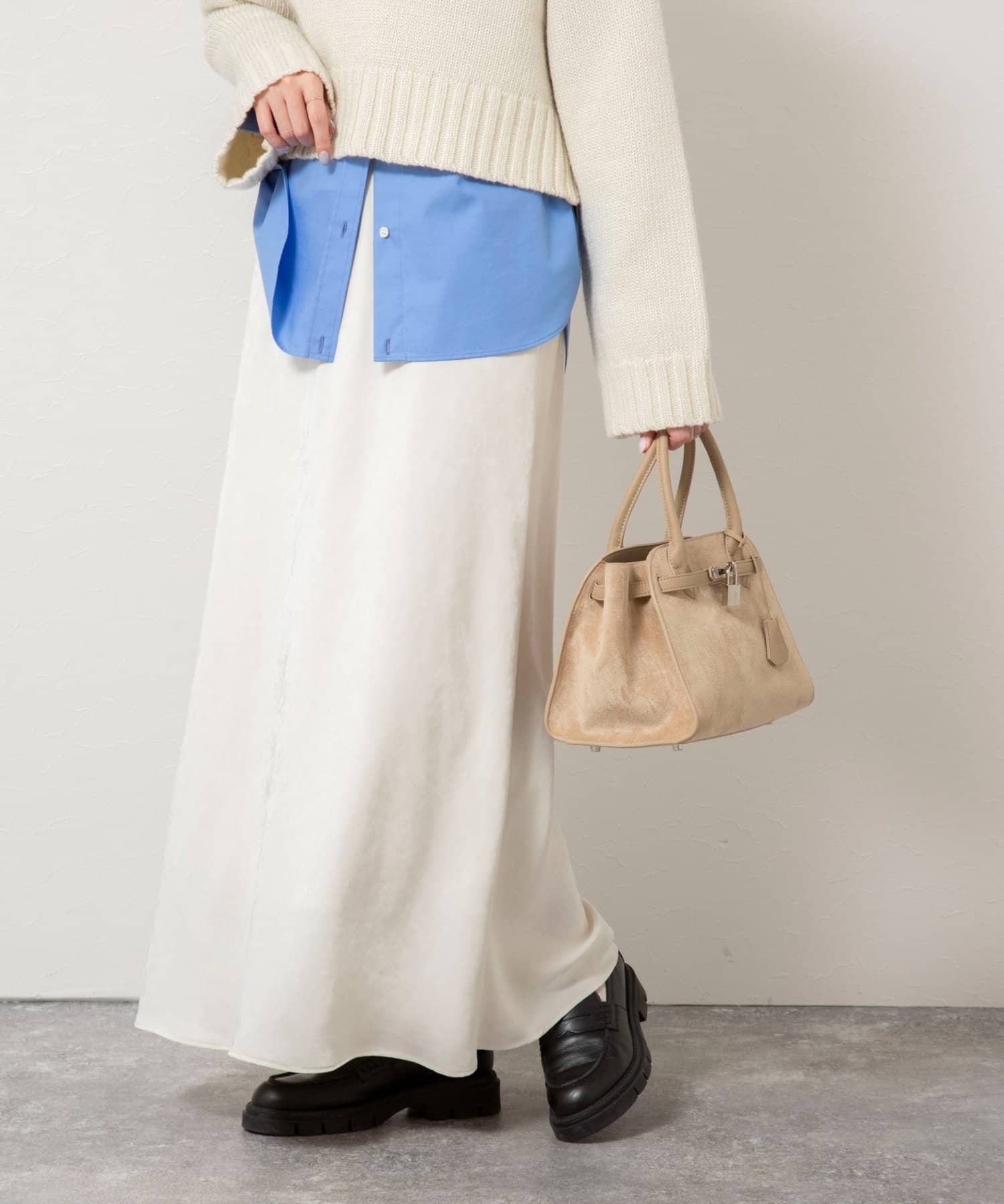 NOLLEY'S(ノーリーズ) ウォッシャブルスエードサテンナロースカート