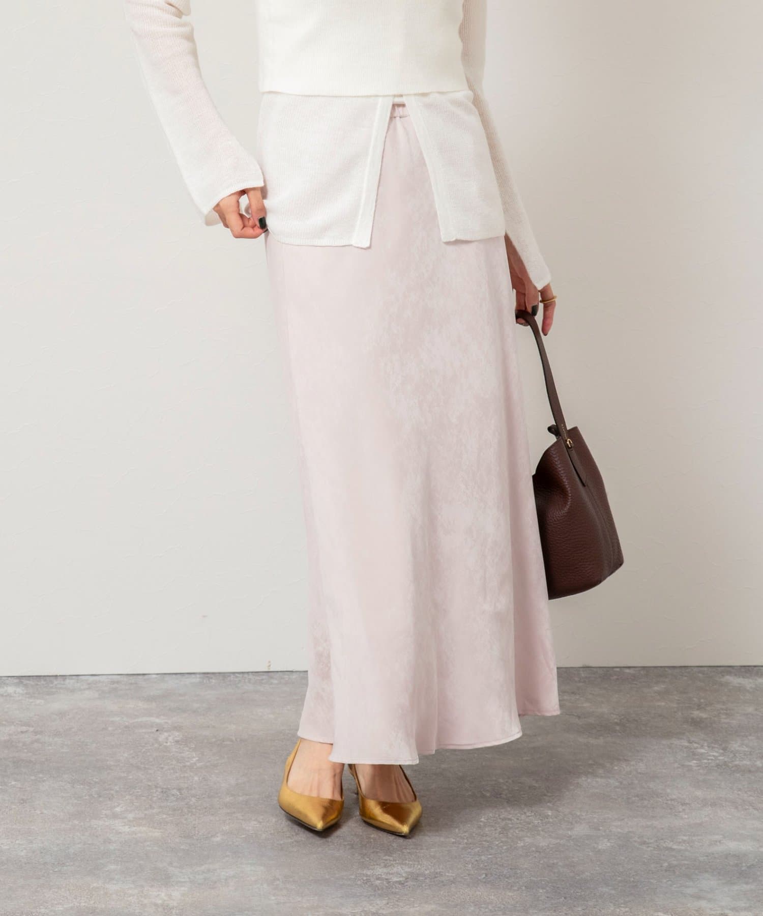 NOLLEY'S(ノーリーズ) ウォッシャブルスエードサテンナロースカート