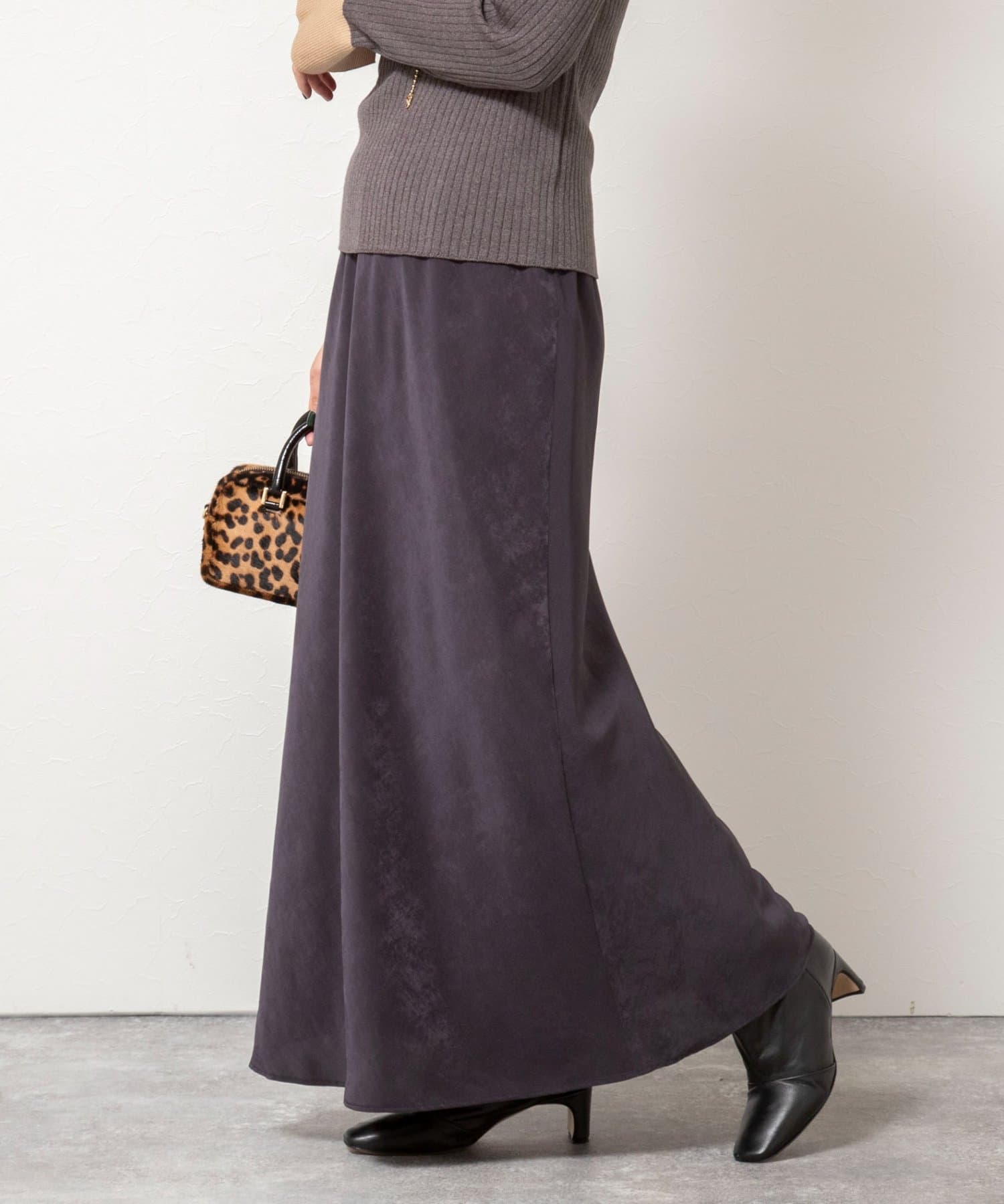 NOLLEY'S(ノーリーズ) ウォッシャブルスエードサテンナロースカート