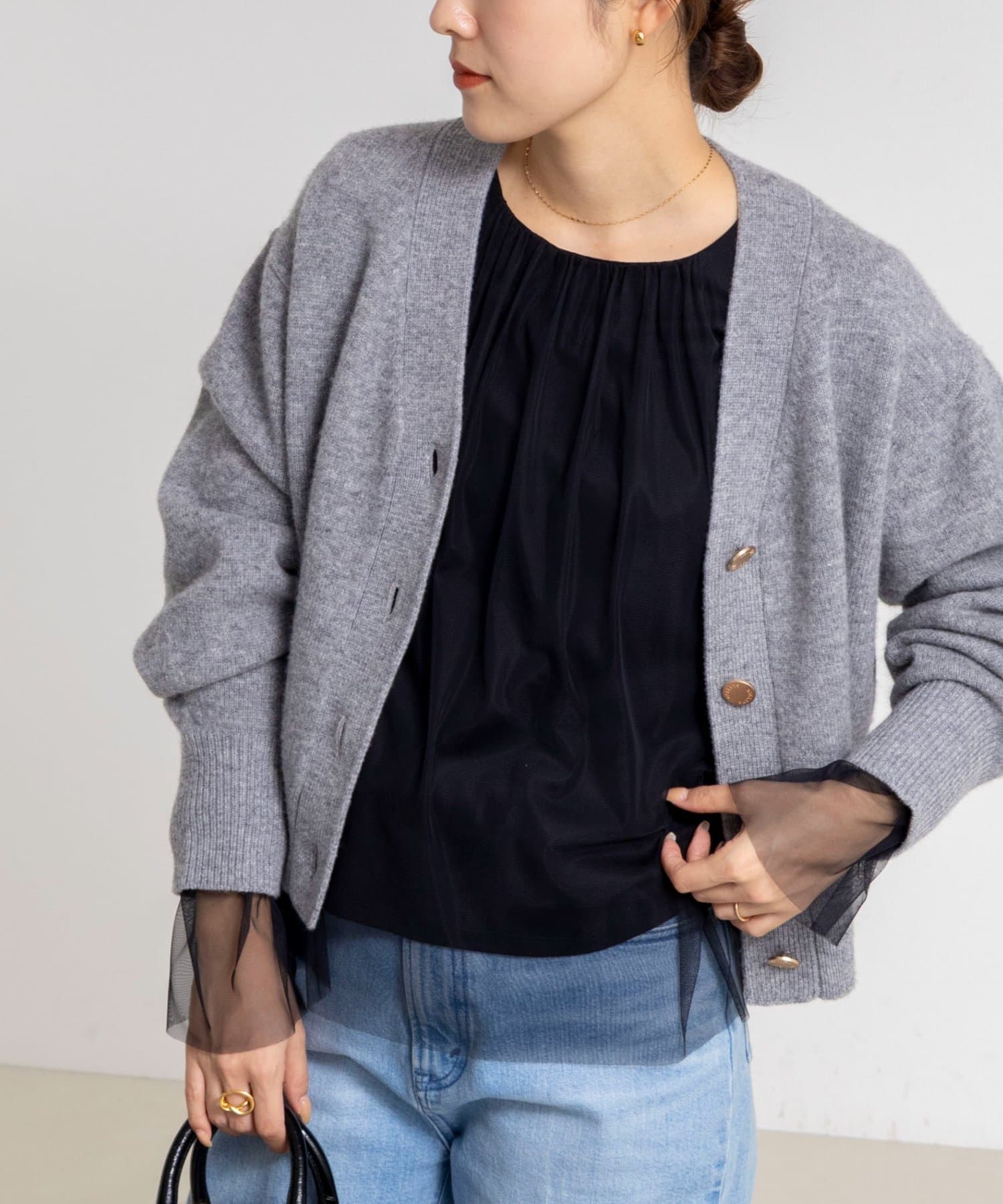 NOLLEY'S(ノーリーズ) ウォッシャブルチュールレイヤード2WAYブラウス