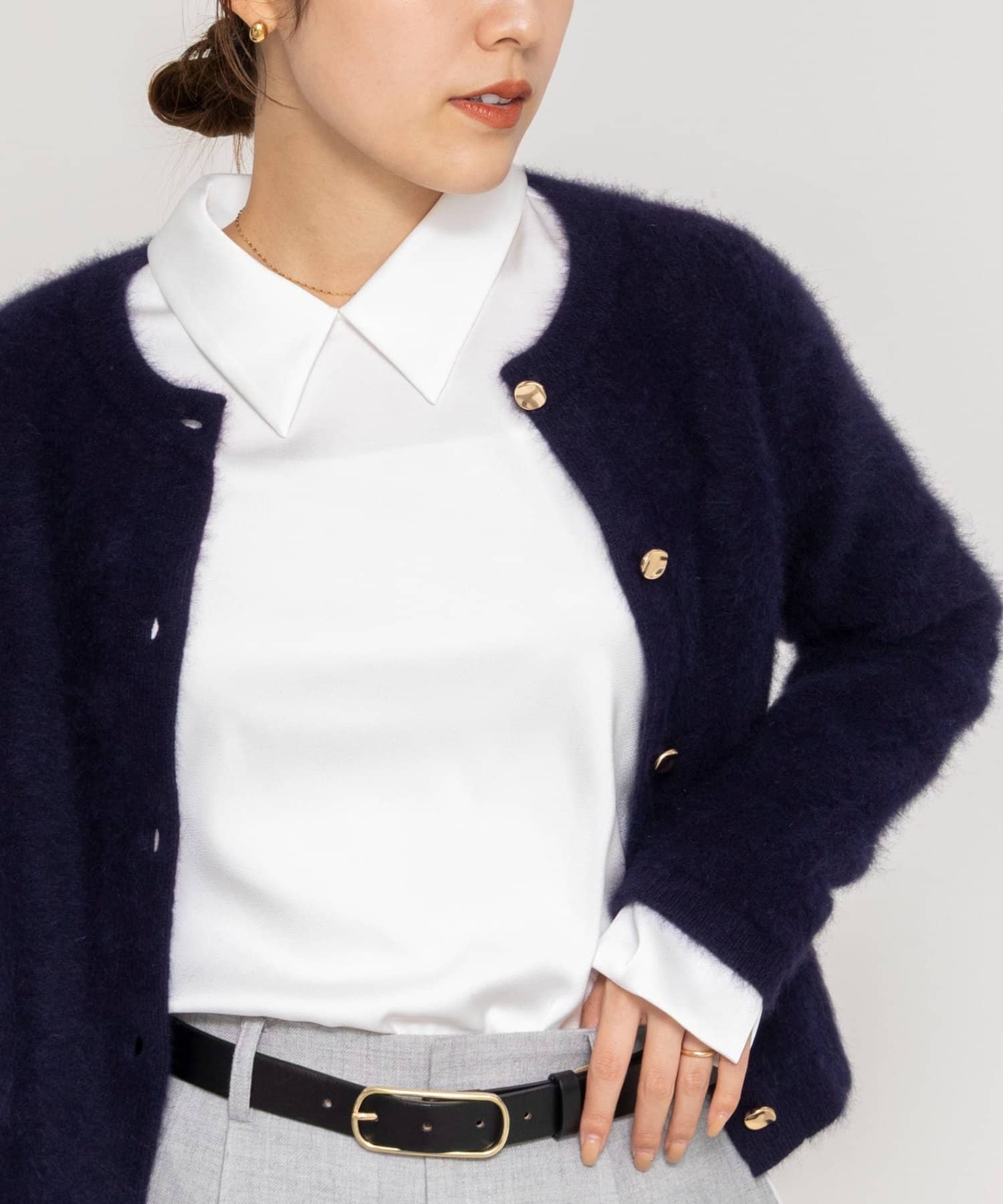 NOLLEY'S(ノーリーズ) ウォッシャブルNEWオトナサテン襟付きブラウス