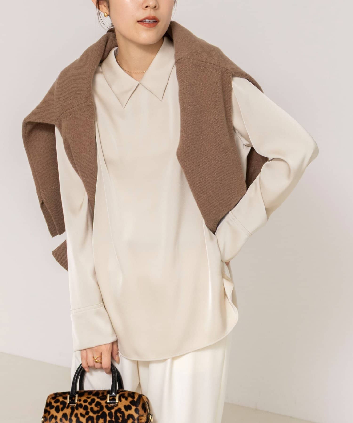 NOLLEY'S(ノーリーズ) ウォッシャブルNEWオトナサテン襟付きブラウス