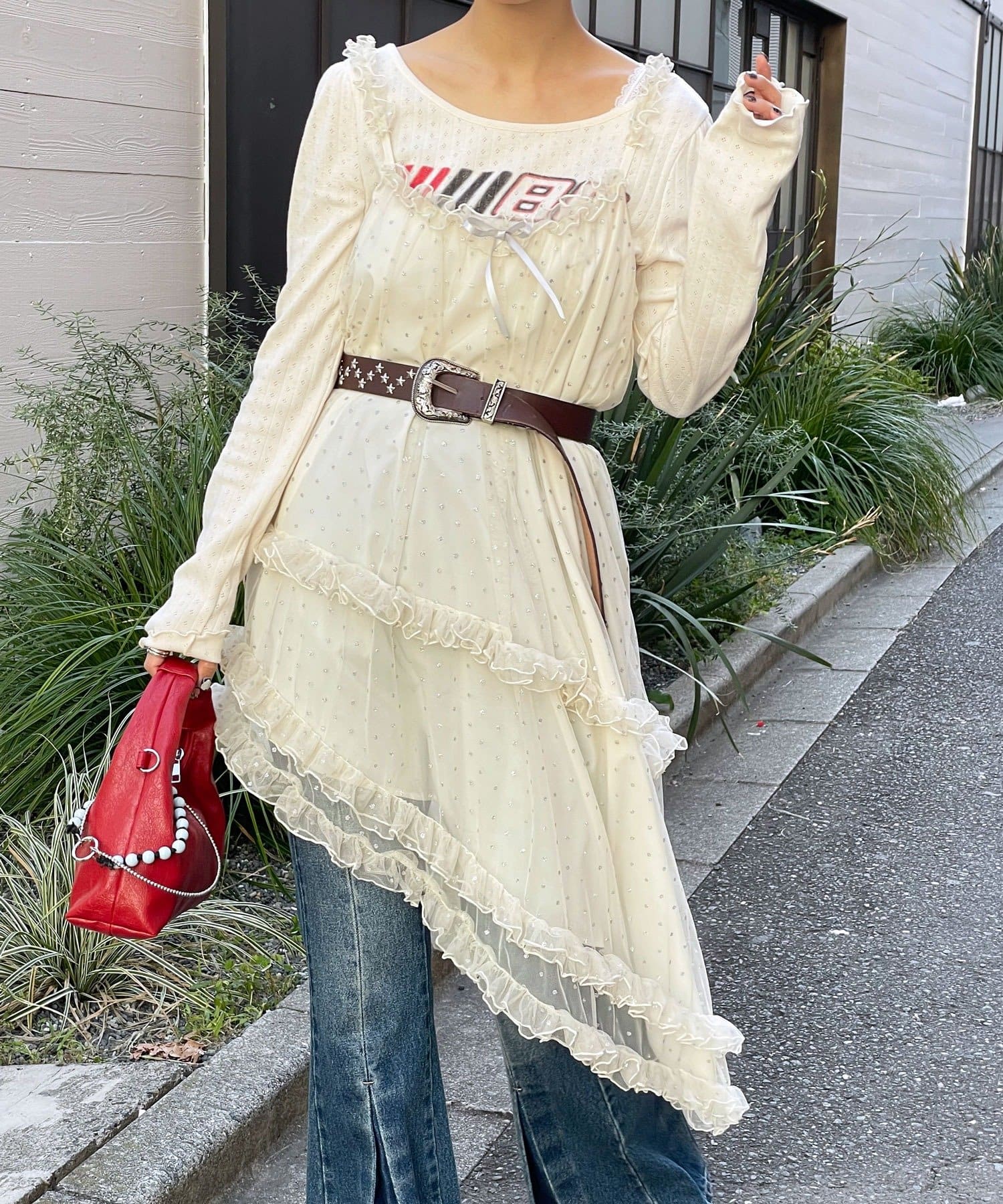 CIAOPANIC(チャオパニック) ラメドットチュールチュニックキャミワンピース