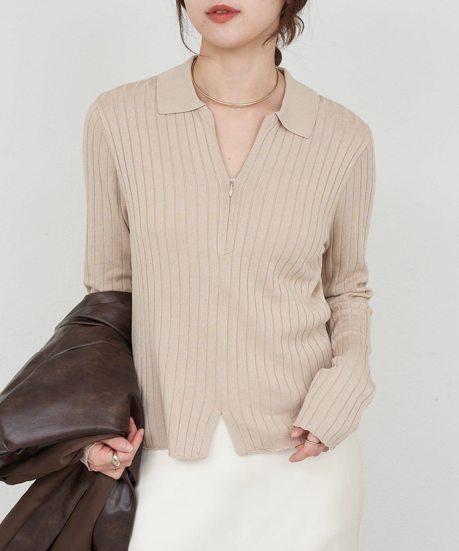 SHENERY(シーナリー) 【26SS予約】ハーフジップリブニット