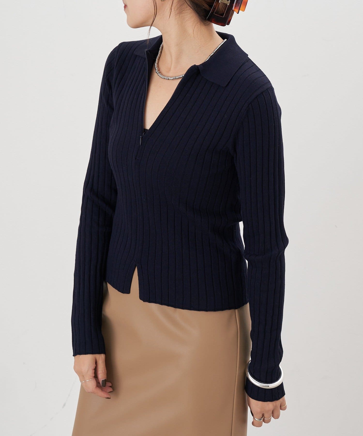 SHENERY(シーナリー) 【26SS予約】ハーフジップリブニット