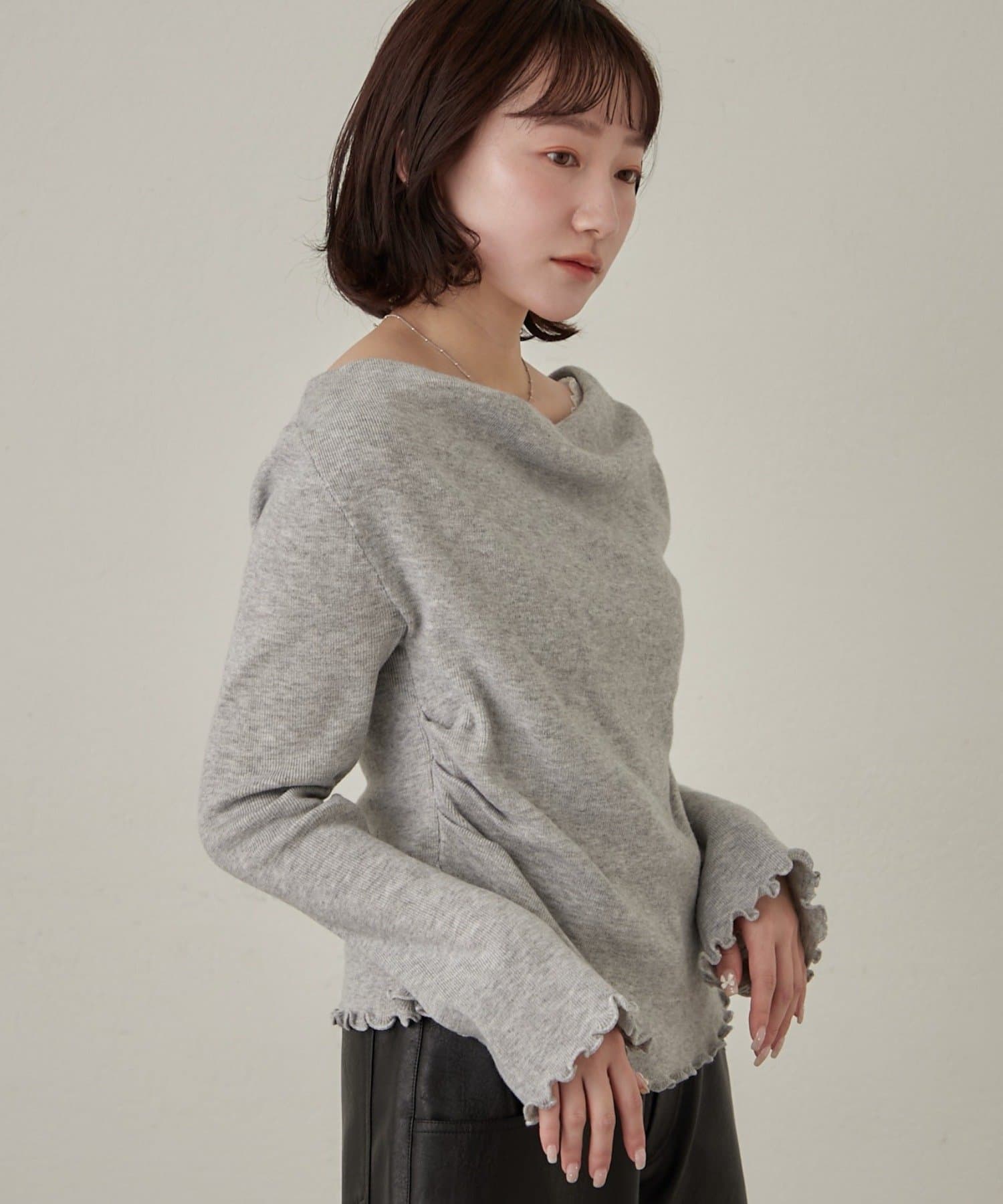 mline(エムライン) [mline]レースオフショルニット