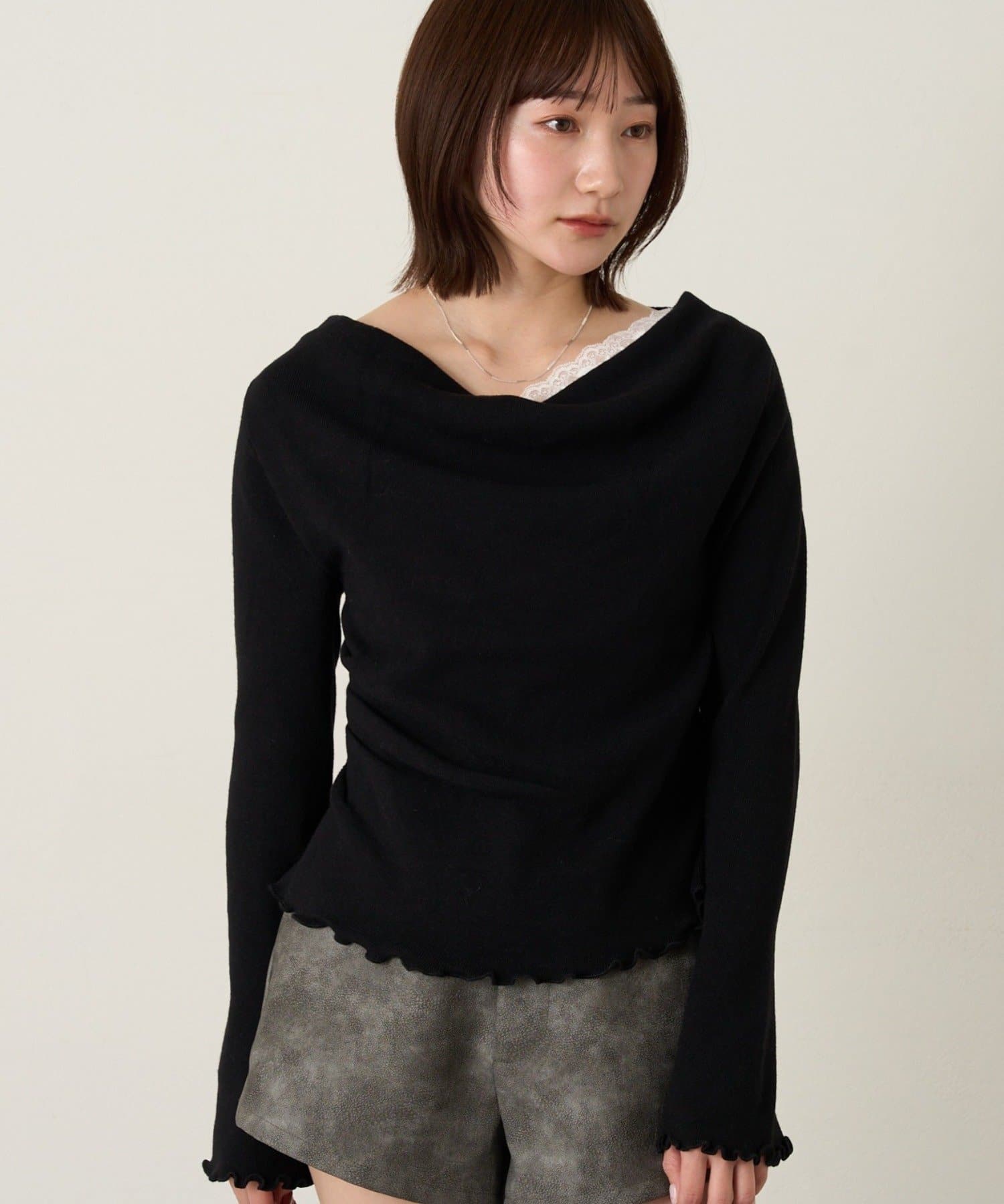 mline(エムライン) [mline]レースオフショルニット