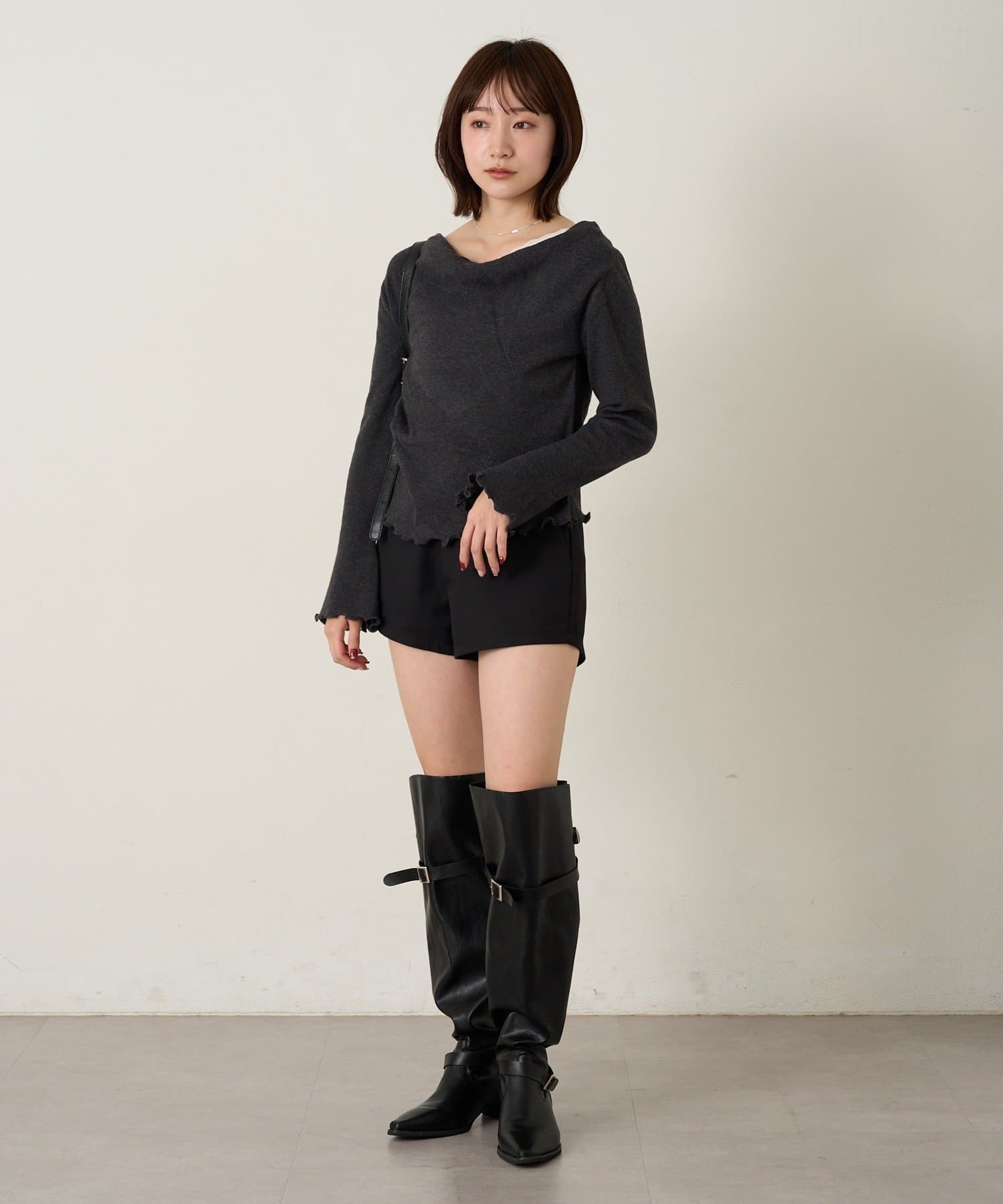 mline(エムライン) [mline]レースオフショルニット