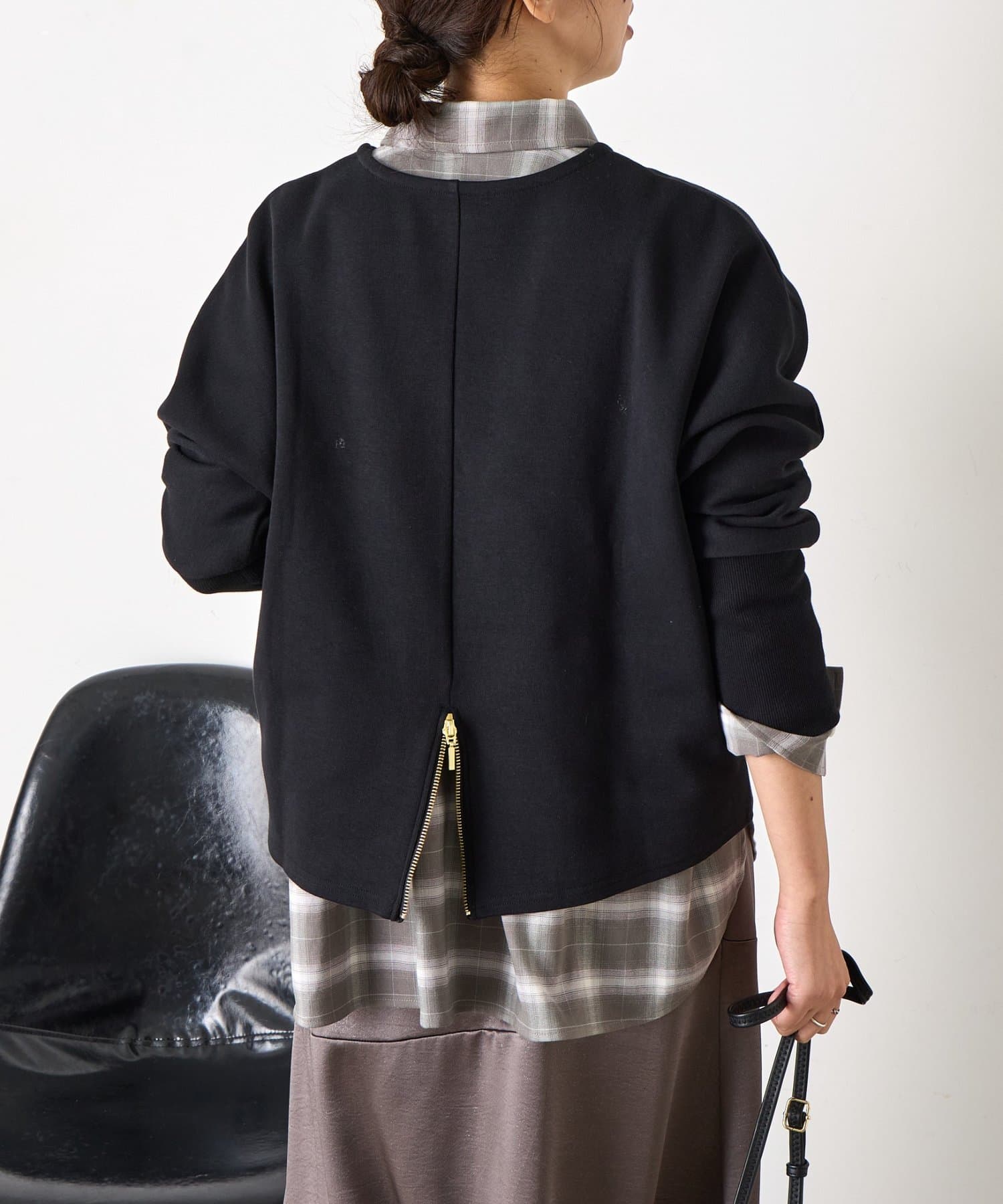 Jena　espace merveilleux(ジェナ　エスパスメルヴェイユ) 【後ろ姿で差をつける】ドルマンバックジッププルオーバー