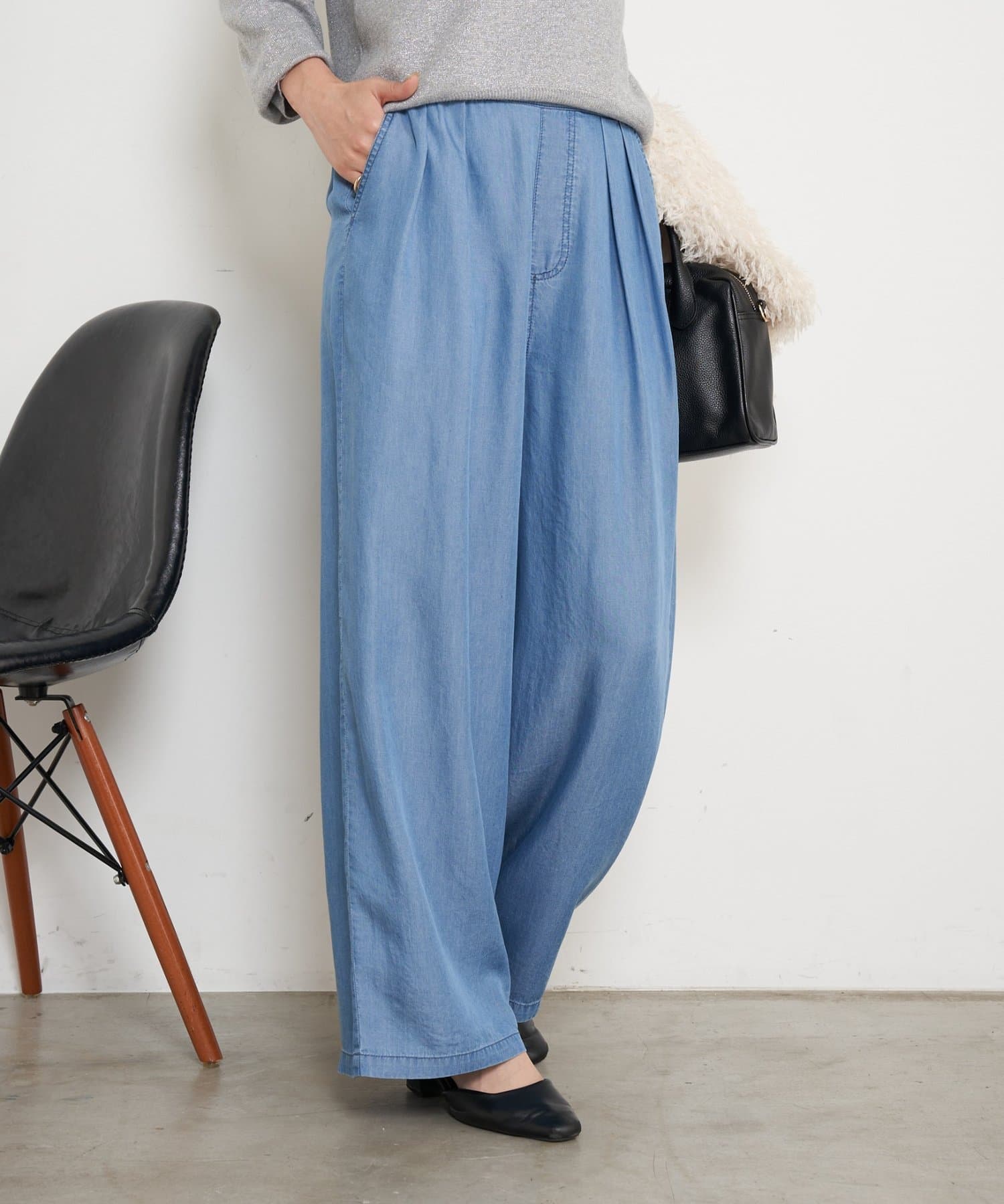 Jena　espace merveilleux(ジェナ　エスパスメルヴェイユ) 【やわらぐシルエット/きれい見え】テンセルタックワイドパンツ