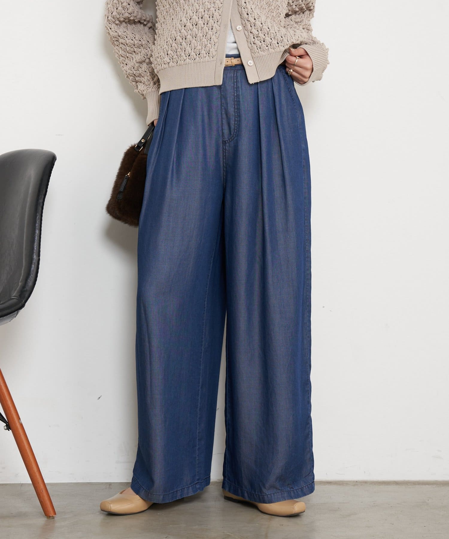 Jena　espace merveilleux(ジェナ　エスパスメルヴェイユ) 【やわらぐシルエット/きれい見え】テンセルタックワイドパンツ