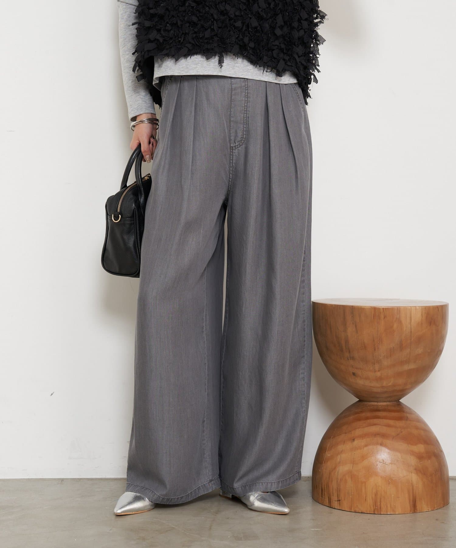 Jena　espace merveilleux(ジェナ　エスパスメルヴェイユ) 【やわらぐシルエット/きれい見え】テンセルタックワイドパンツ