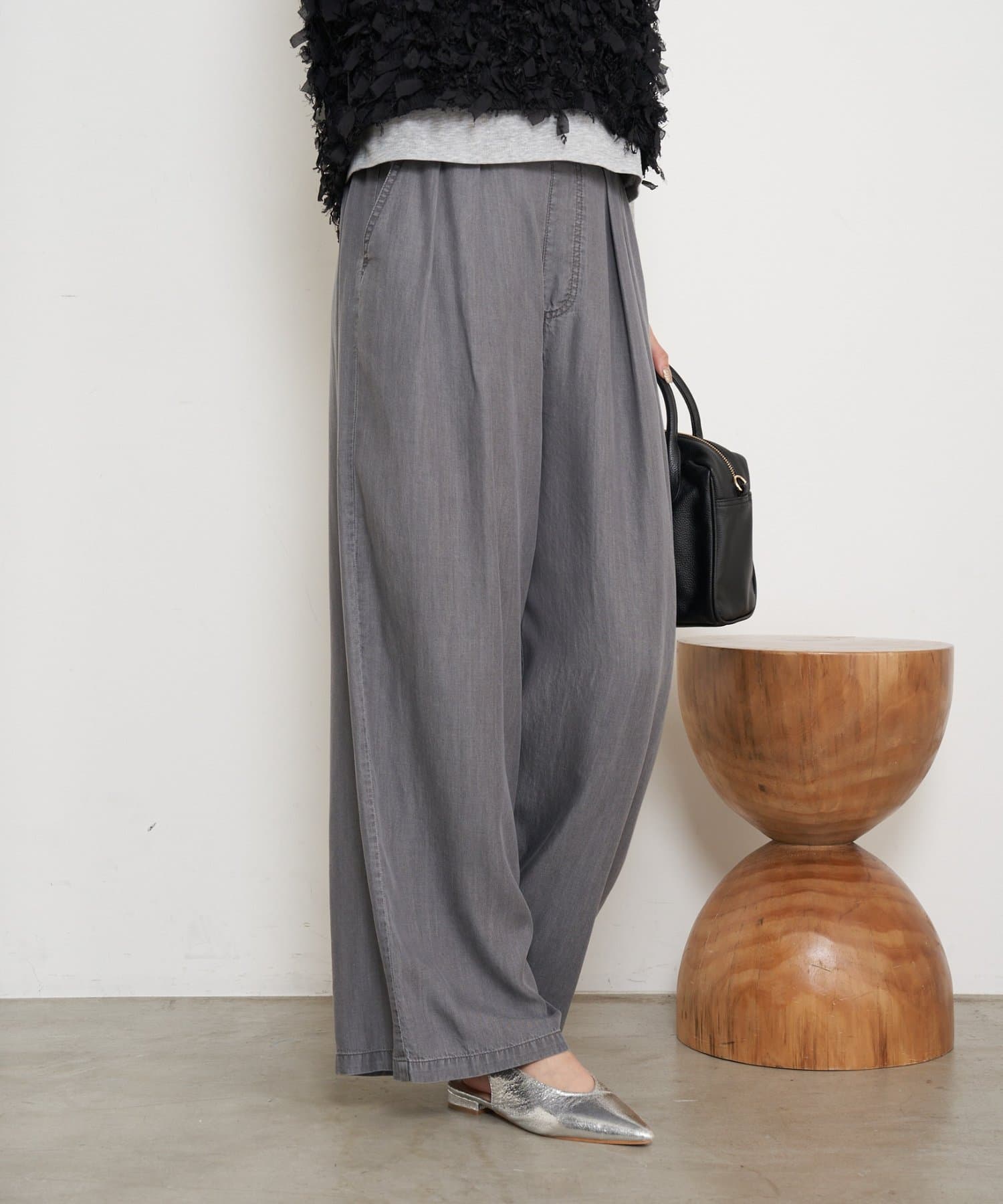 Jena　espace merveilleux(ジェナ　エスパスメルヴェイユ) 【やわらぐシルエット/きれい見え】テンセルタックワイドパンツ