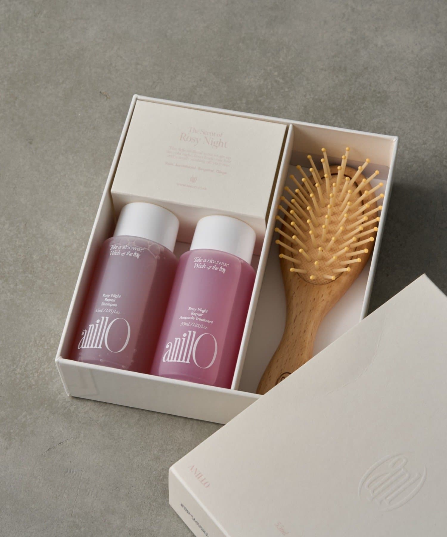 BIRTHDAY BAR(o[XfCo[) CtX^C yanillozRosy Night repair hair & brush set sN