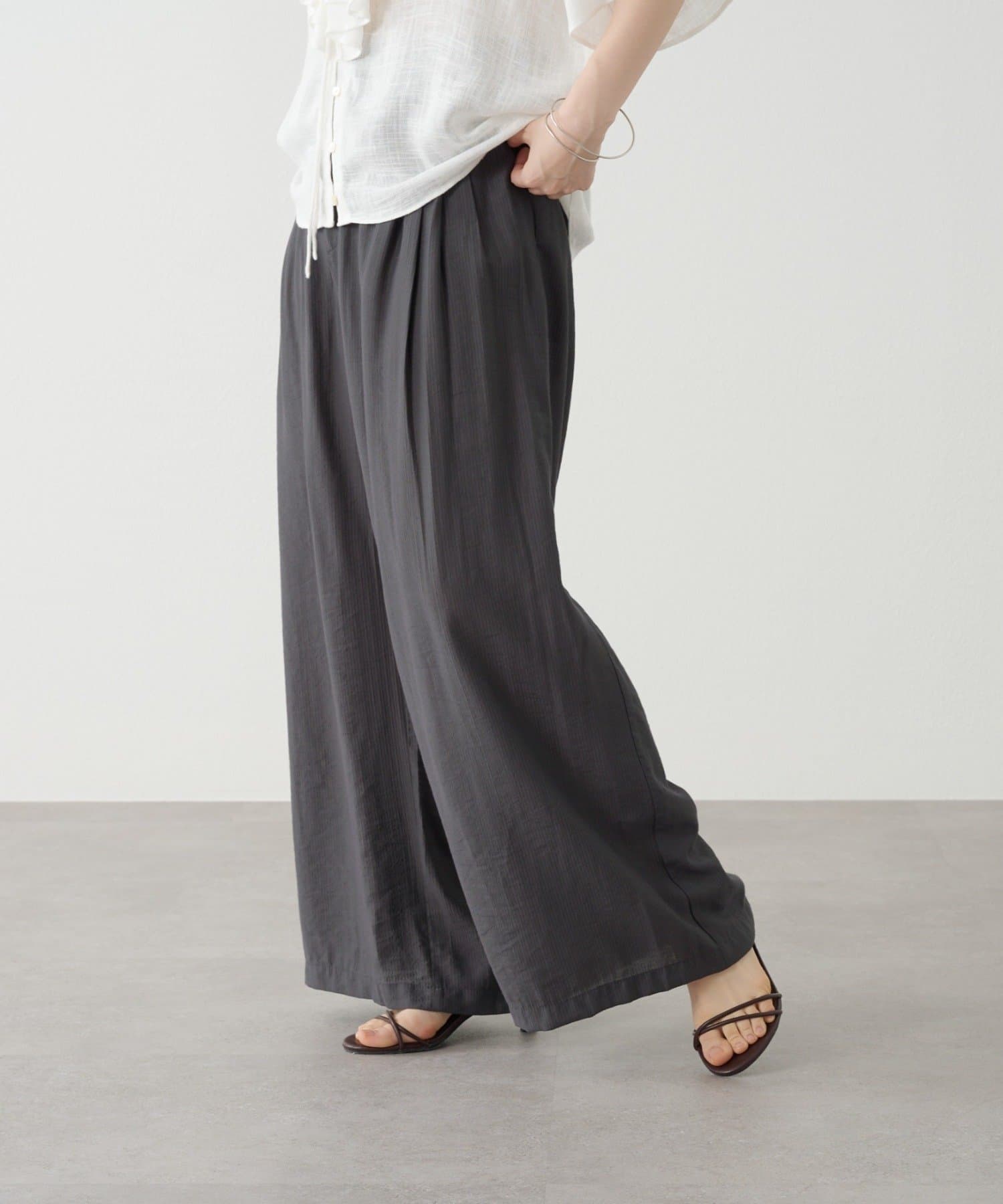 OUTLET(アウトレット) 【Omekashi】ストライプタックパンツ