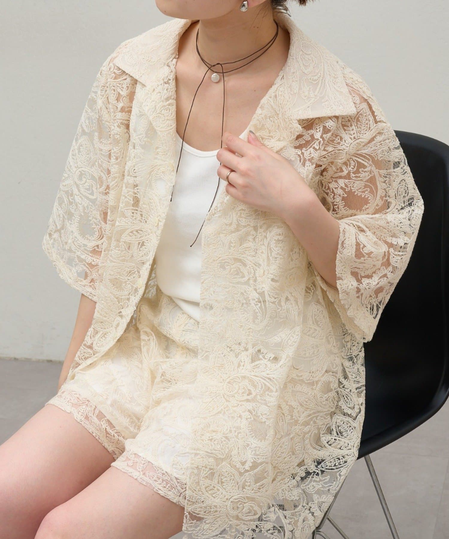 OUTLET(アウトレット) 【Omekashi】レースオーバーシャツ