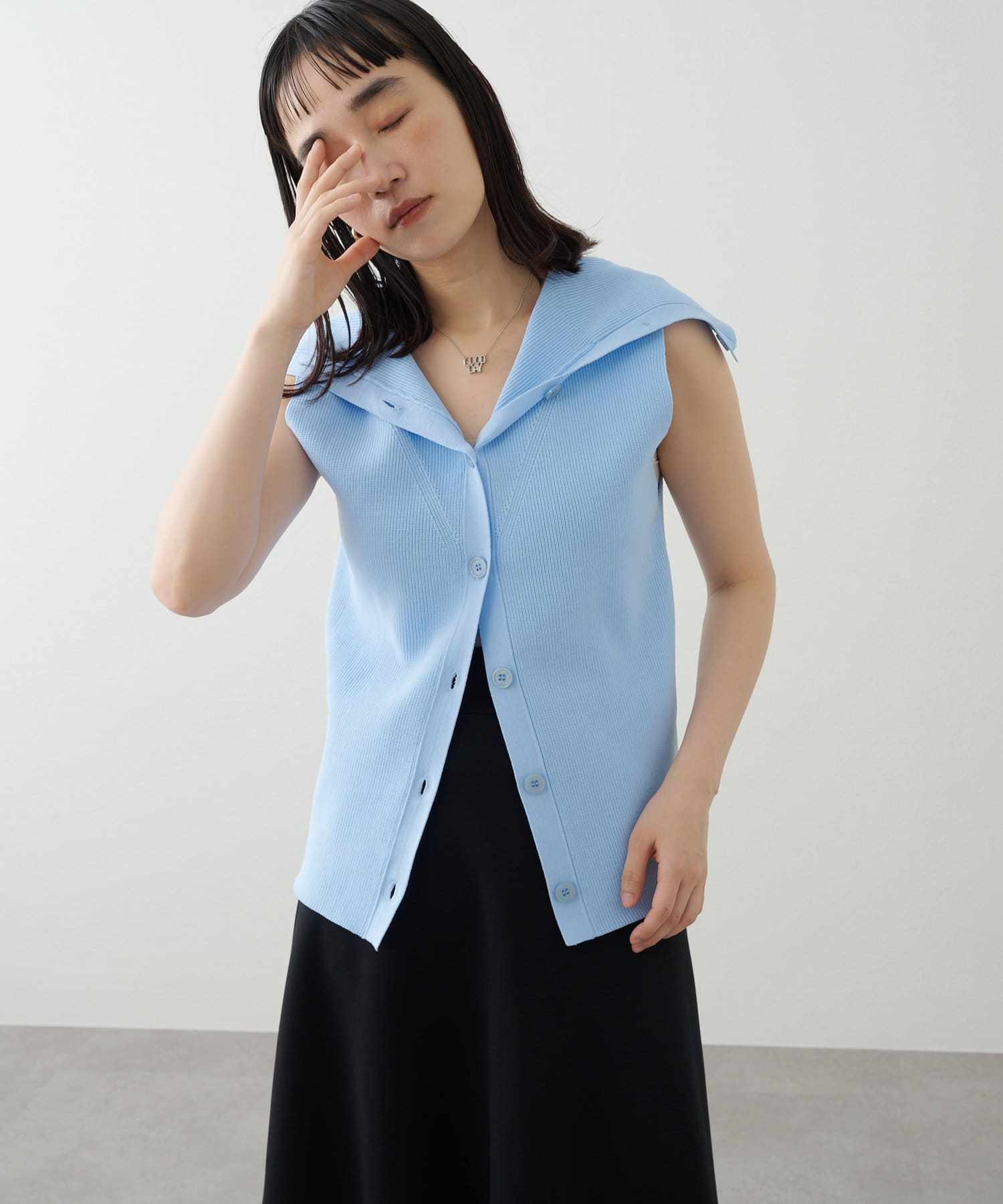 OUTLET(アウトレット) 【Omekashi】オフショルカラーニットベスト